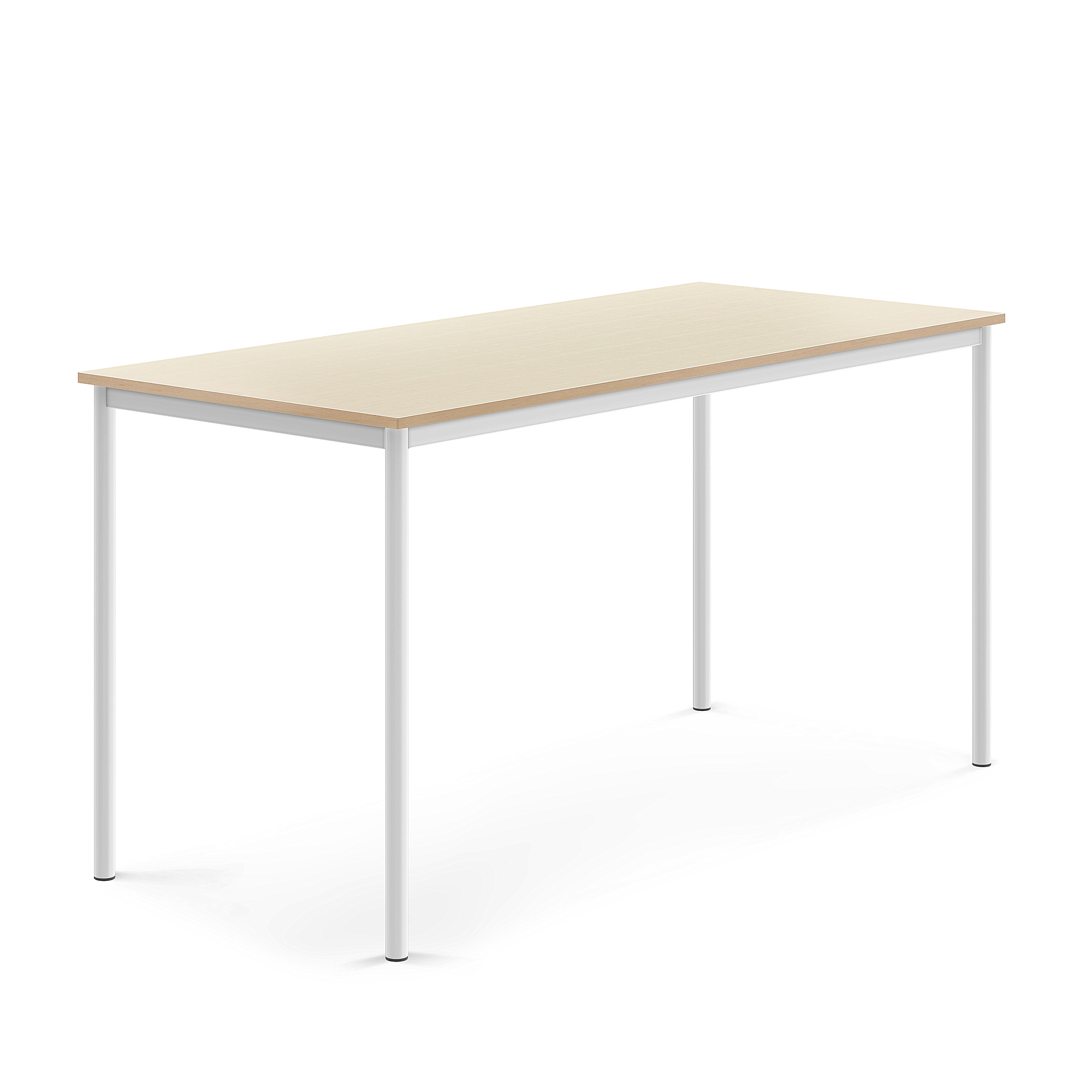 Stůl SONITUS, 1800x800x900 mm, bílé nohy, HPL deska tlumící hluk, bříza