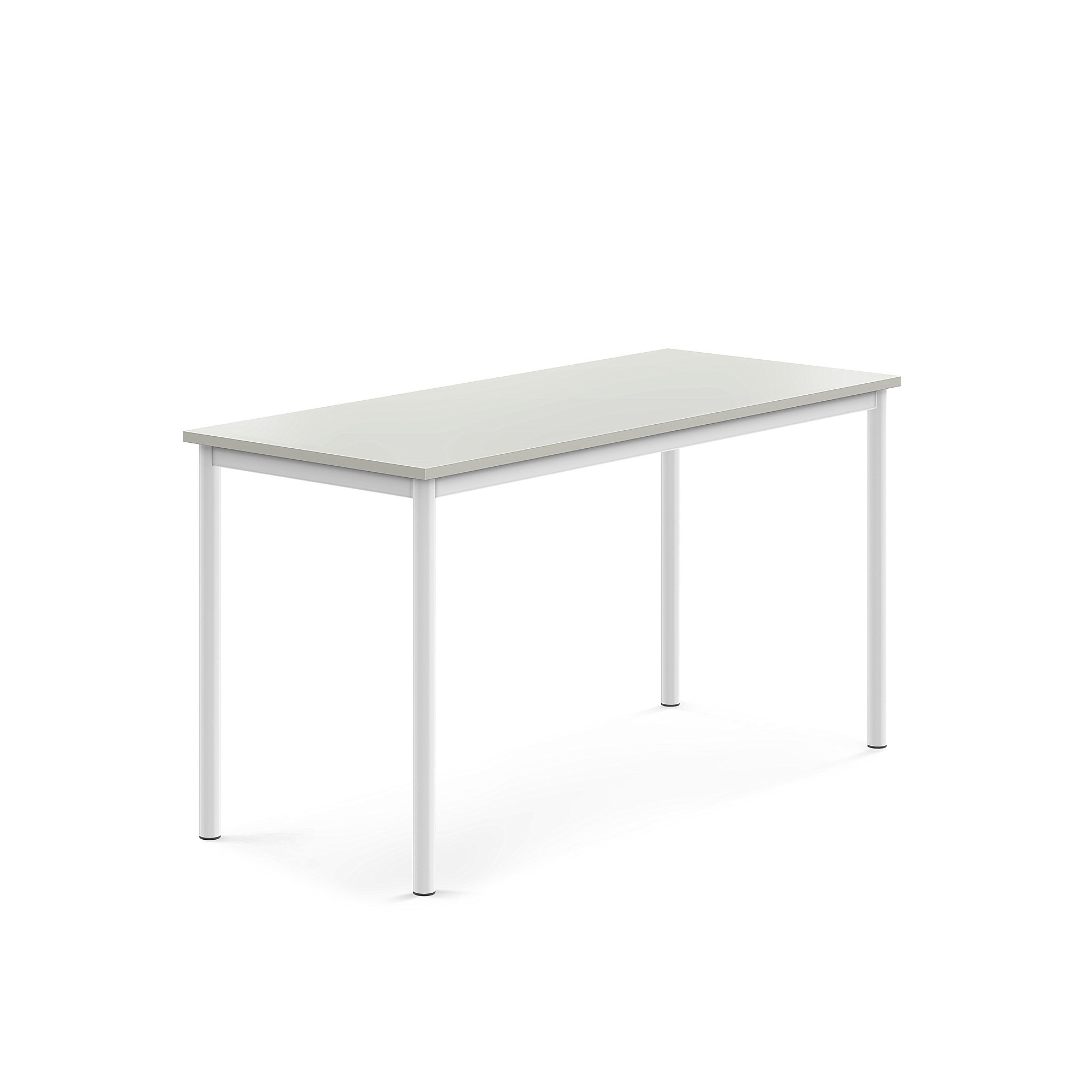Stůl BORÅS, 1400x600x720 mm, bílé nohy, HPL deska, šedá