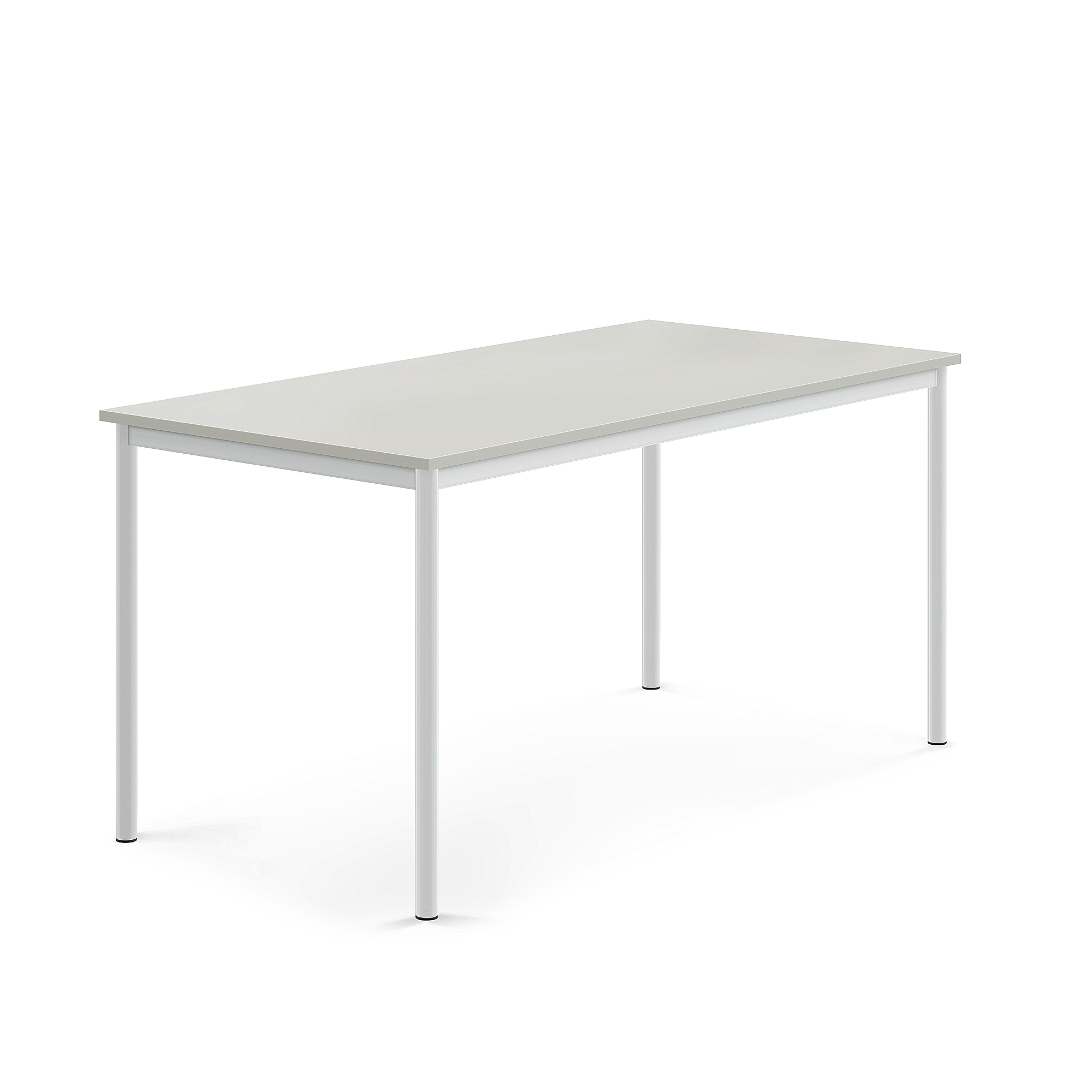 Stůl BORÅS, 1600x800x760 mm, bílé nohy, HPL deska, šedá