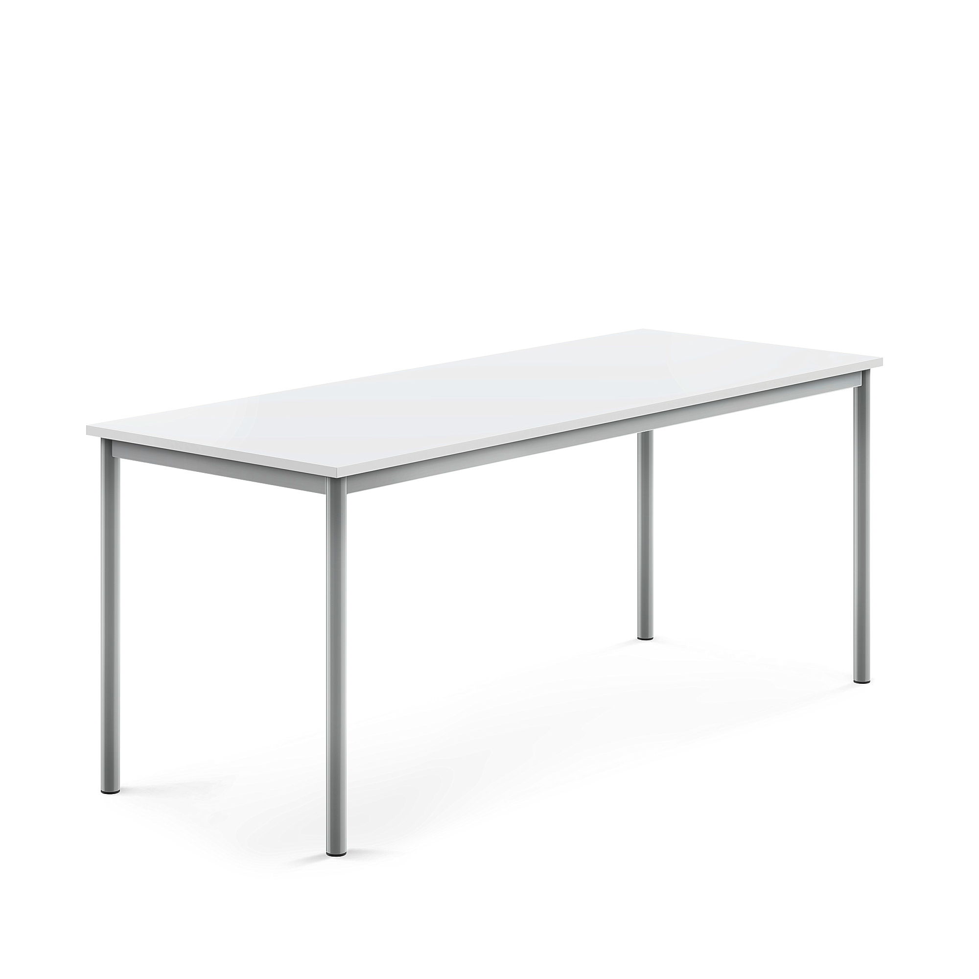 Stůl BORÅS, 1800x700x720 mm, stříbrné nohy, HPL deska, bílá