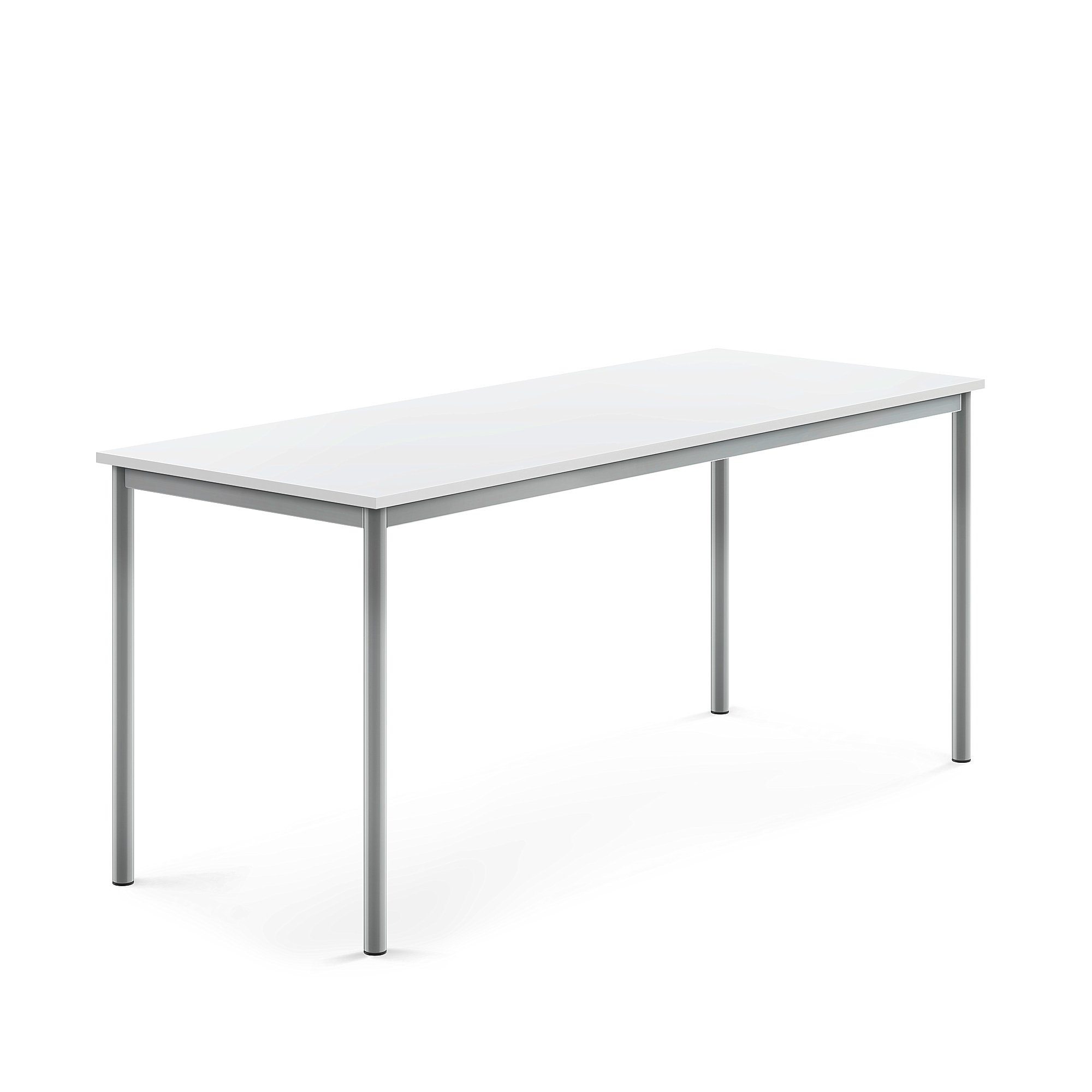 Levně Stůl BORÅS, 1800x700x760 mm, stříbrné nohy, HPL deska, bílá