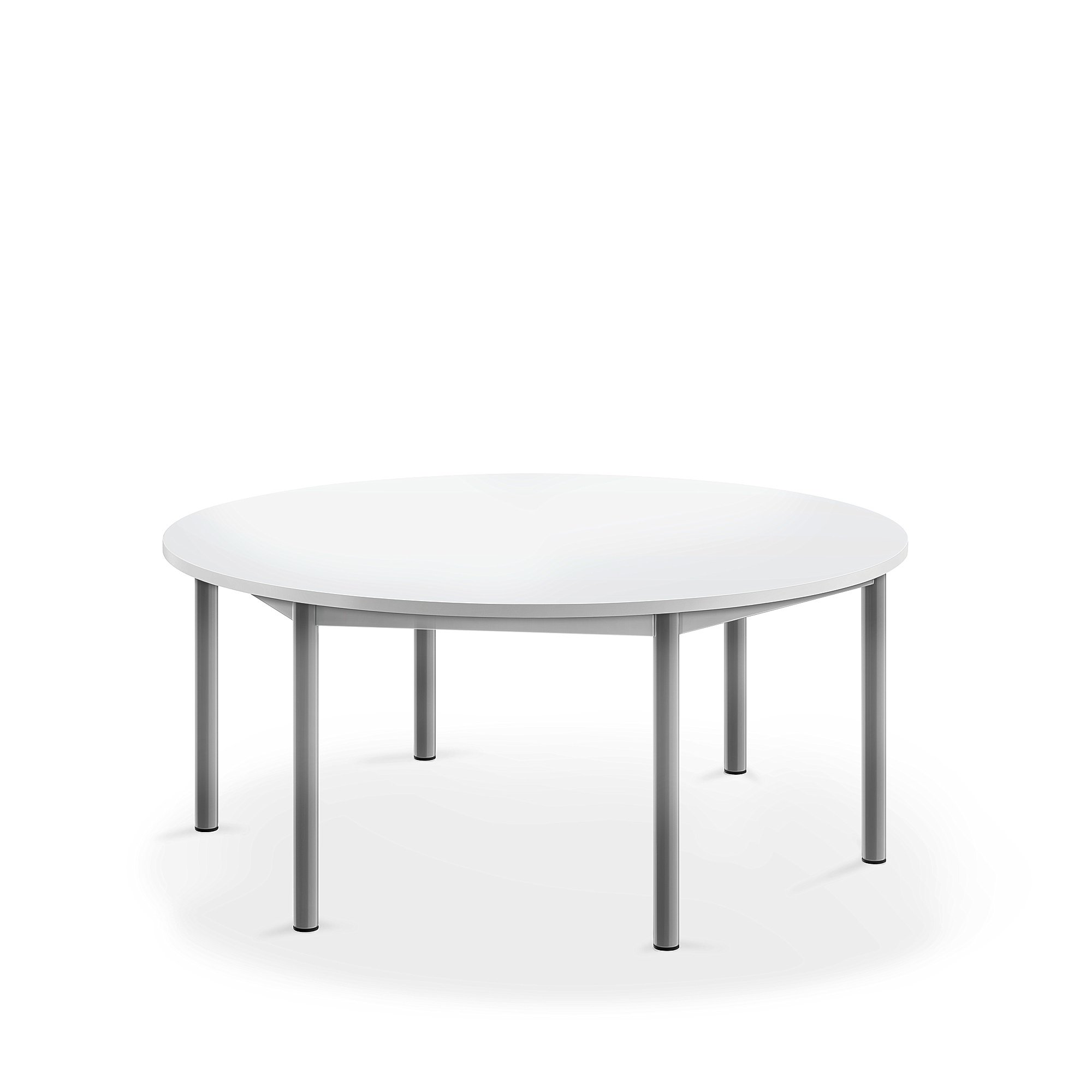 Stůl BORÅS, Ø1200x500 mm, stříbrné nohy, HPL deska, bílá