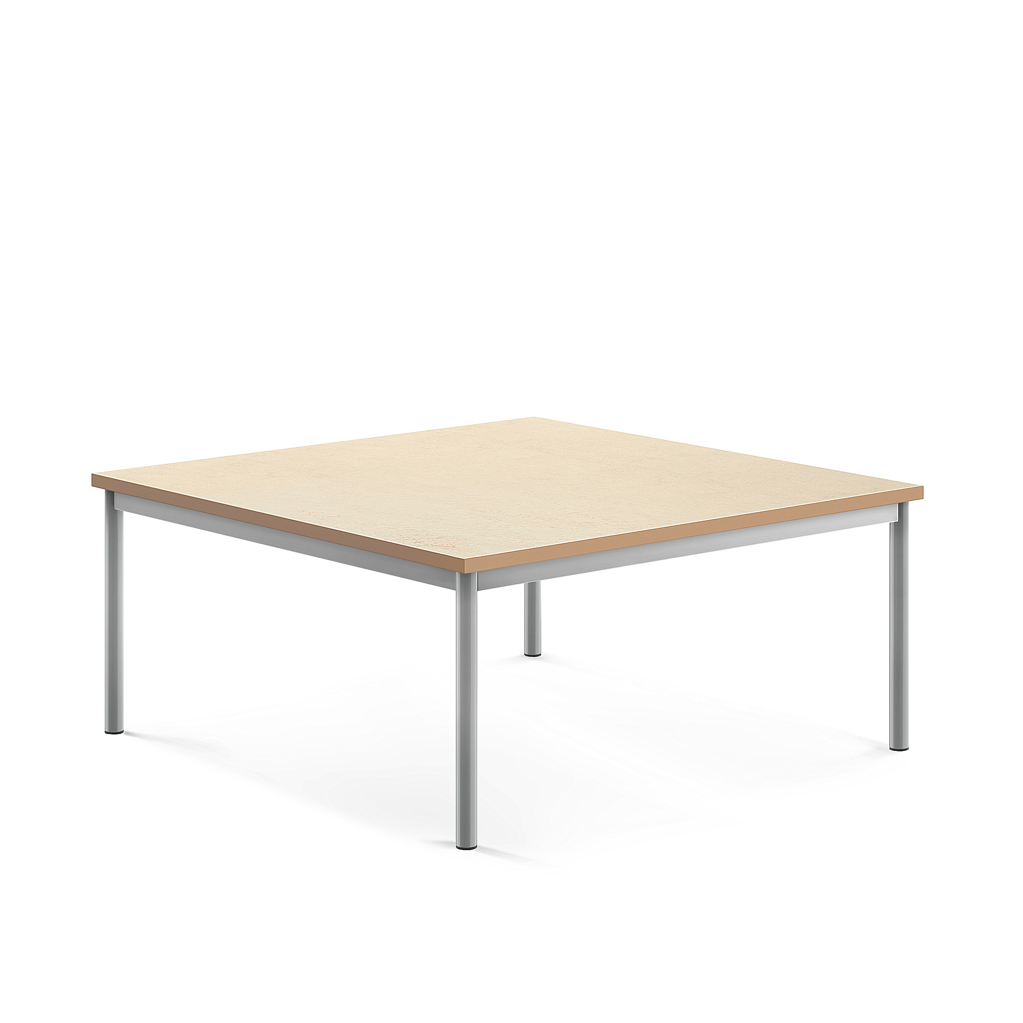 Levně Stůl SONITUS, 1200x1200x500 mm, stříbrné nohy, deska s linoleem, béžová