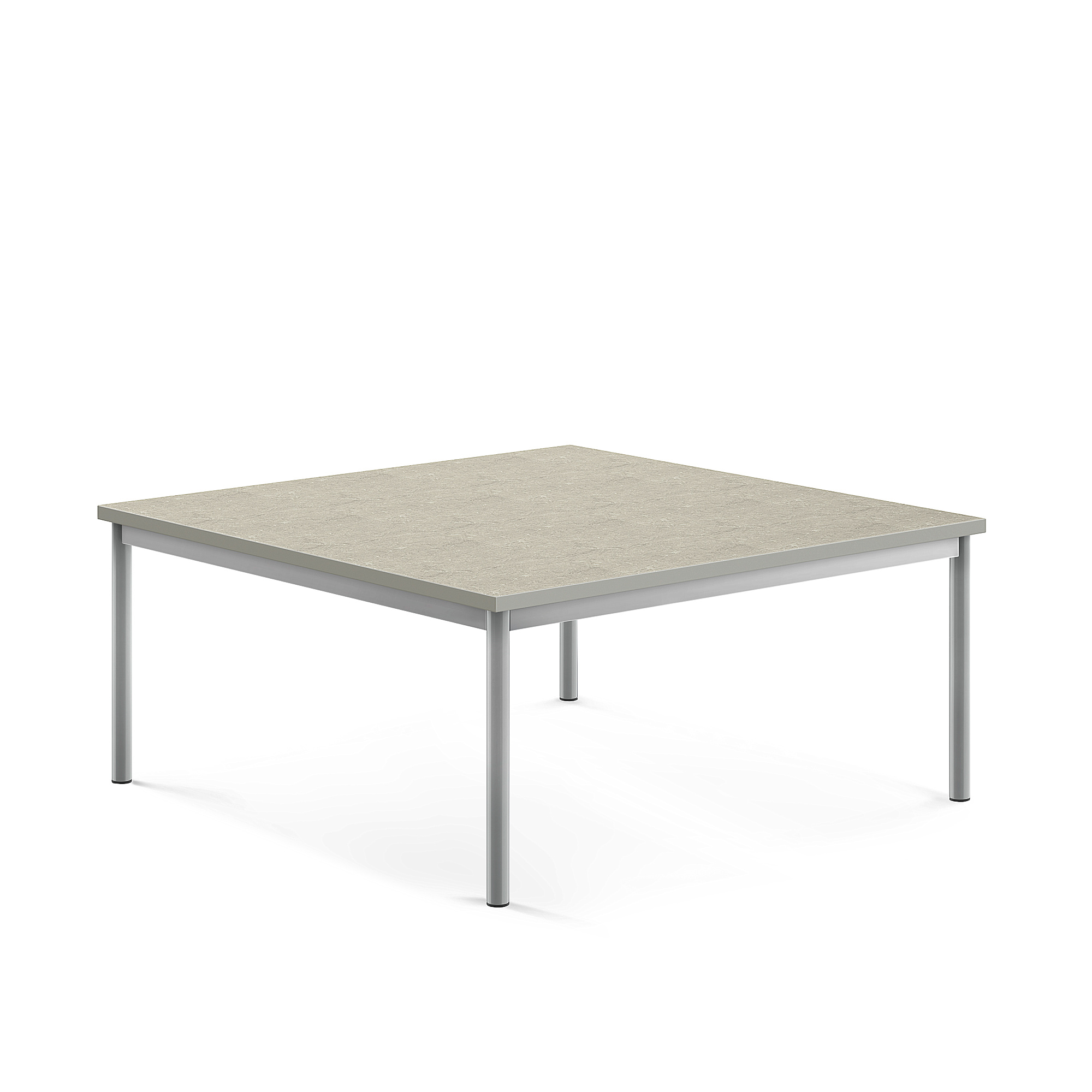 Stůl SONITUS, 1200x1200x500 mm, stříbrné nohy, deska s linoleem, šedá