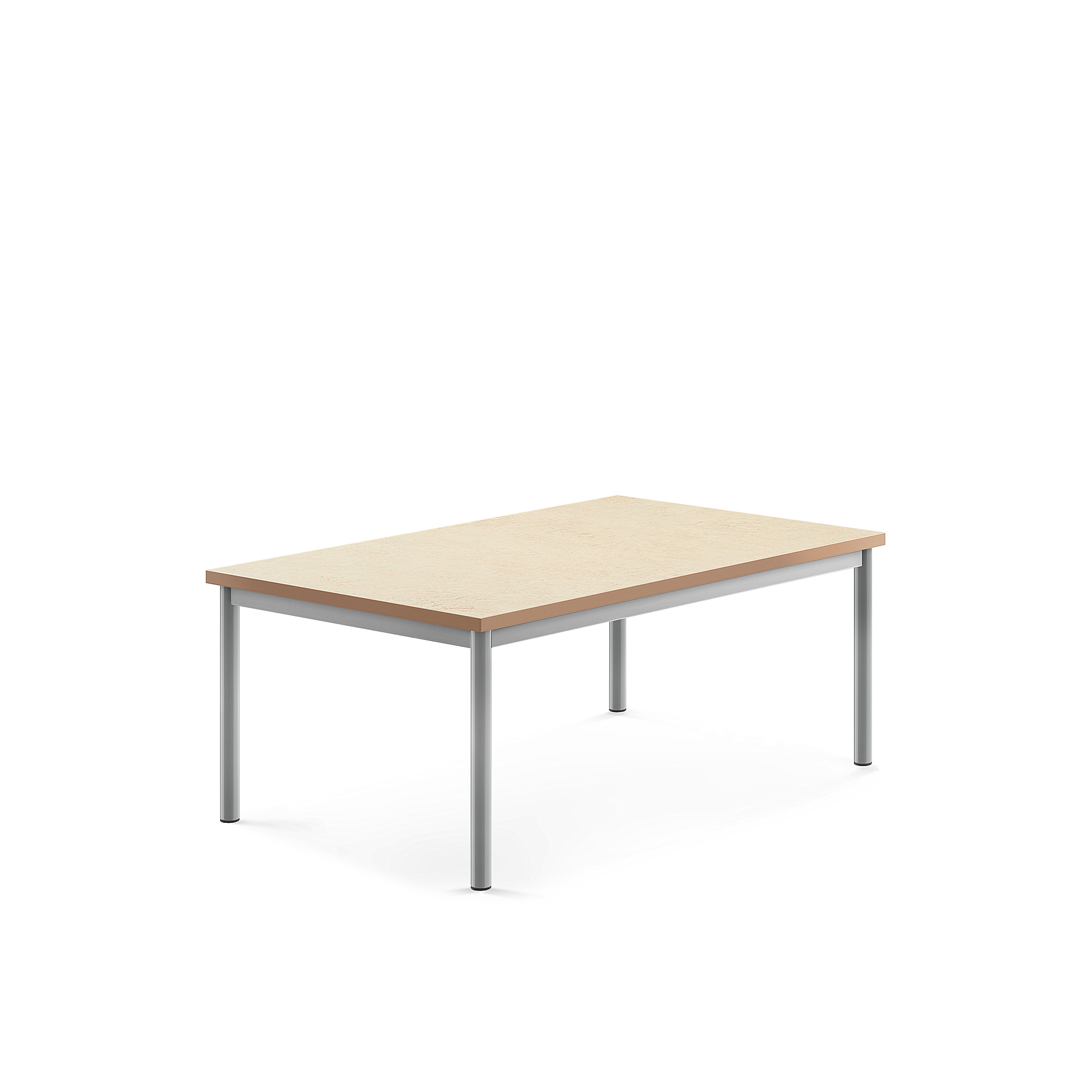 Stůl SONITUS, 1200x800x500 mm, stříbrné nohy, deska s linoleem, béžová