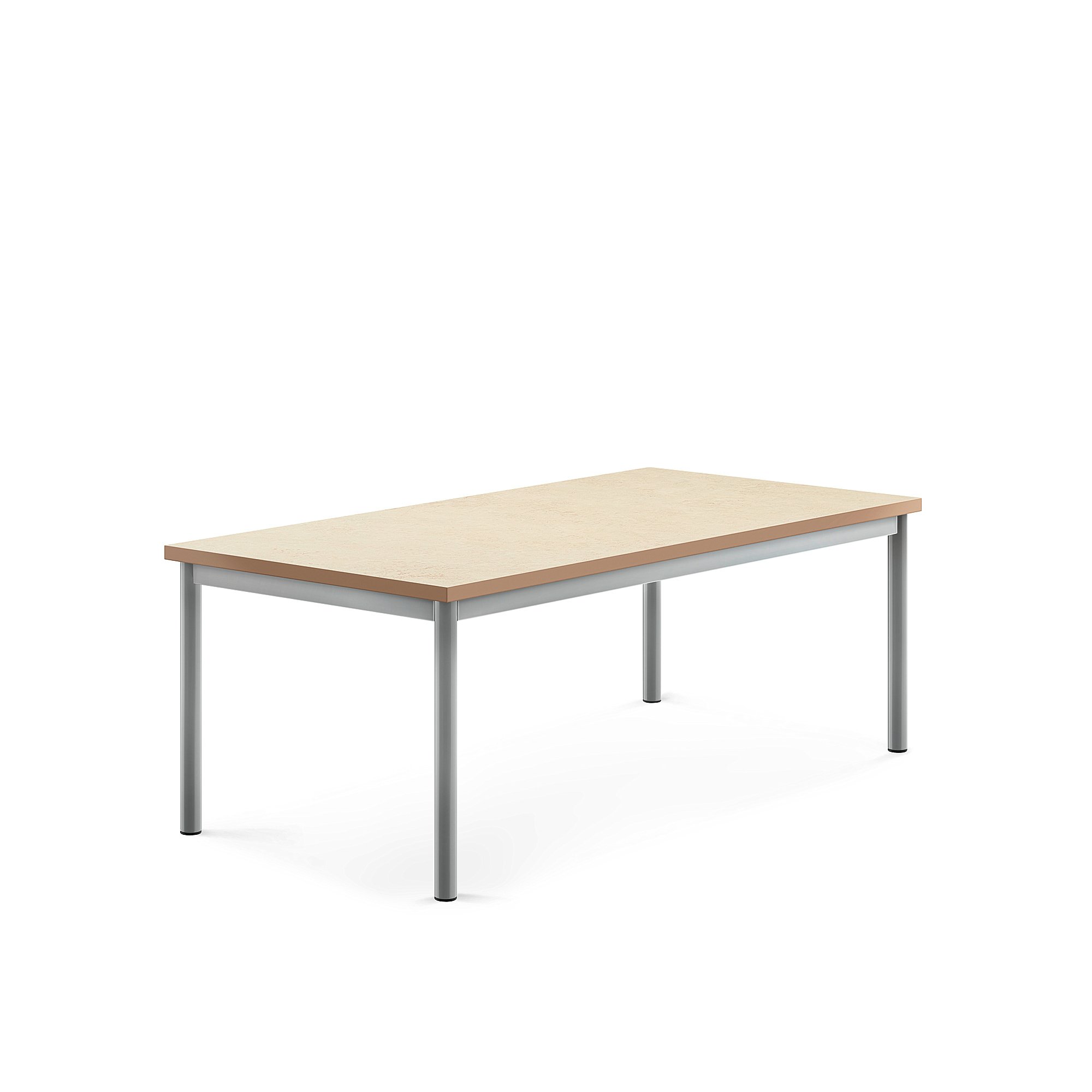Stůl SONITUS, 1400x700x500 mm, stříbrné nohy, deska s linoleem, béžová