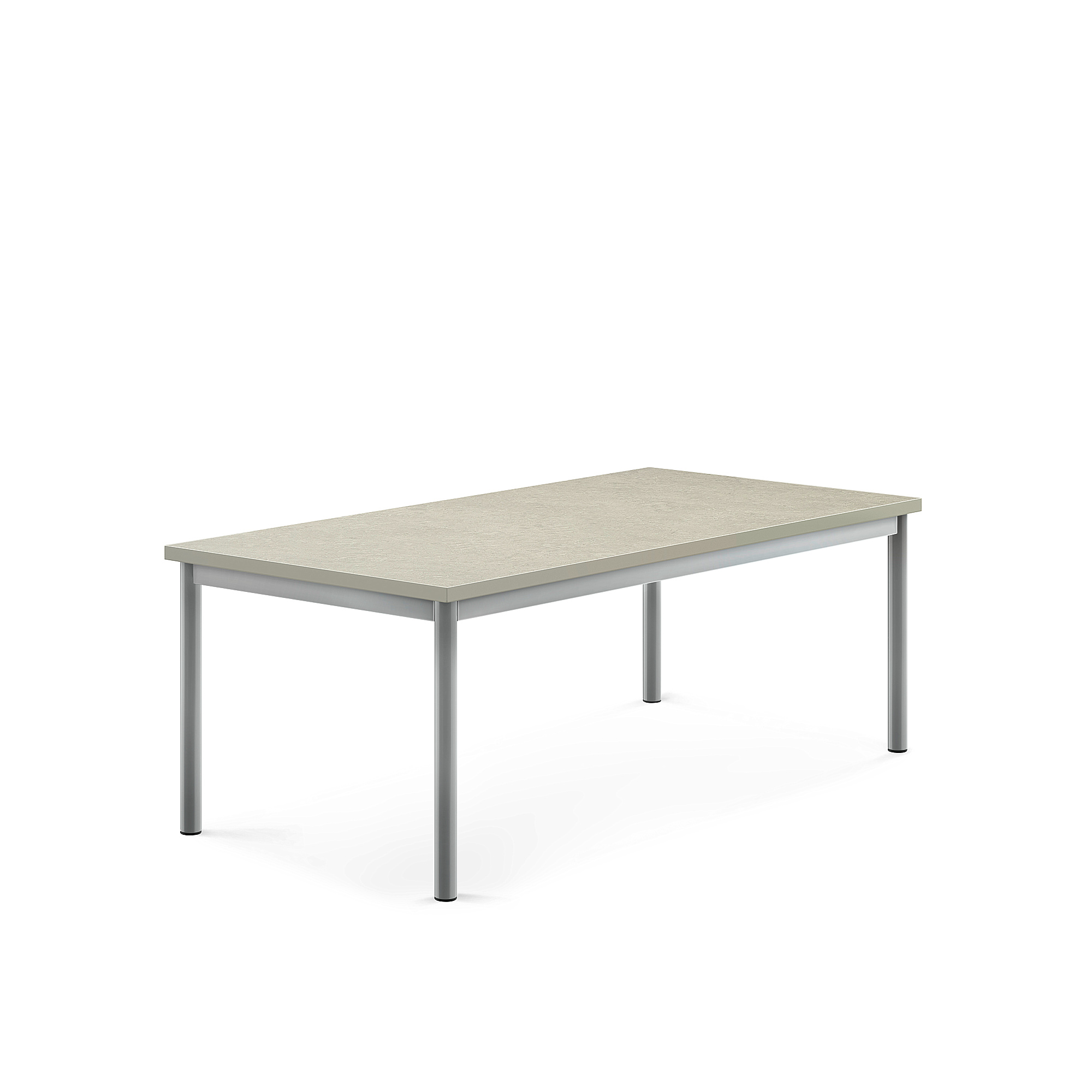 Levně Stůl SONITUS, 1400x700x500 mm, stříbrné nohy, deska s linoleem, šedá