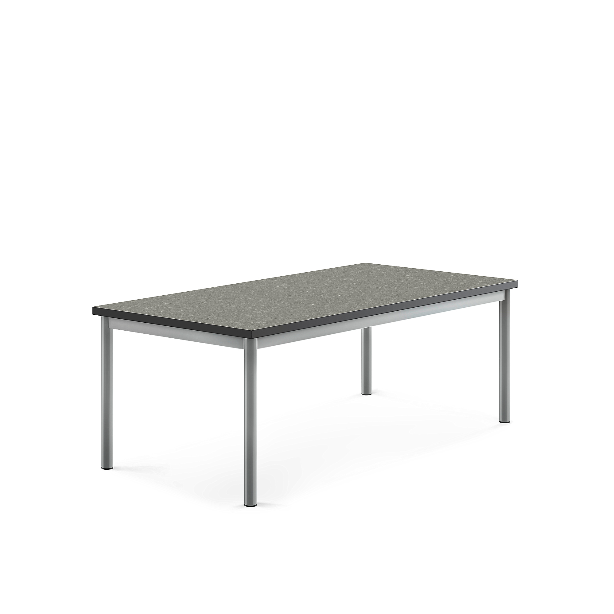 Stůl SONITUS, 1400x700x500 mm, stříbrné nohy, deska s linoleem, tmavě šedá