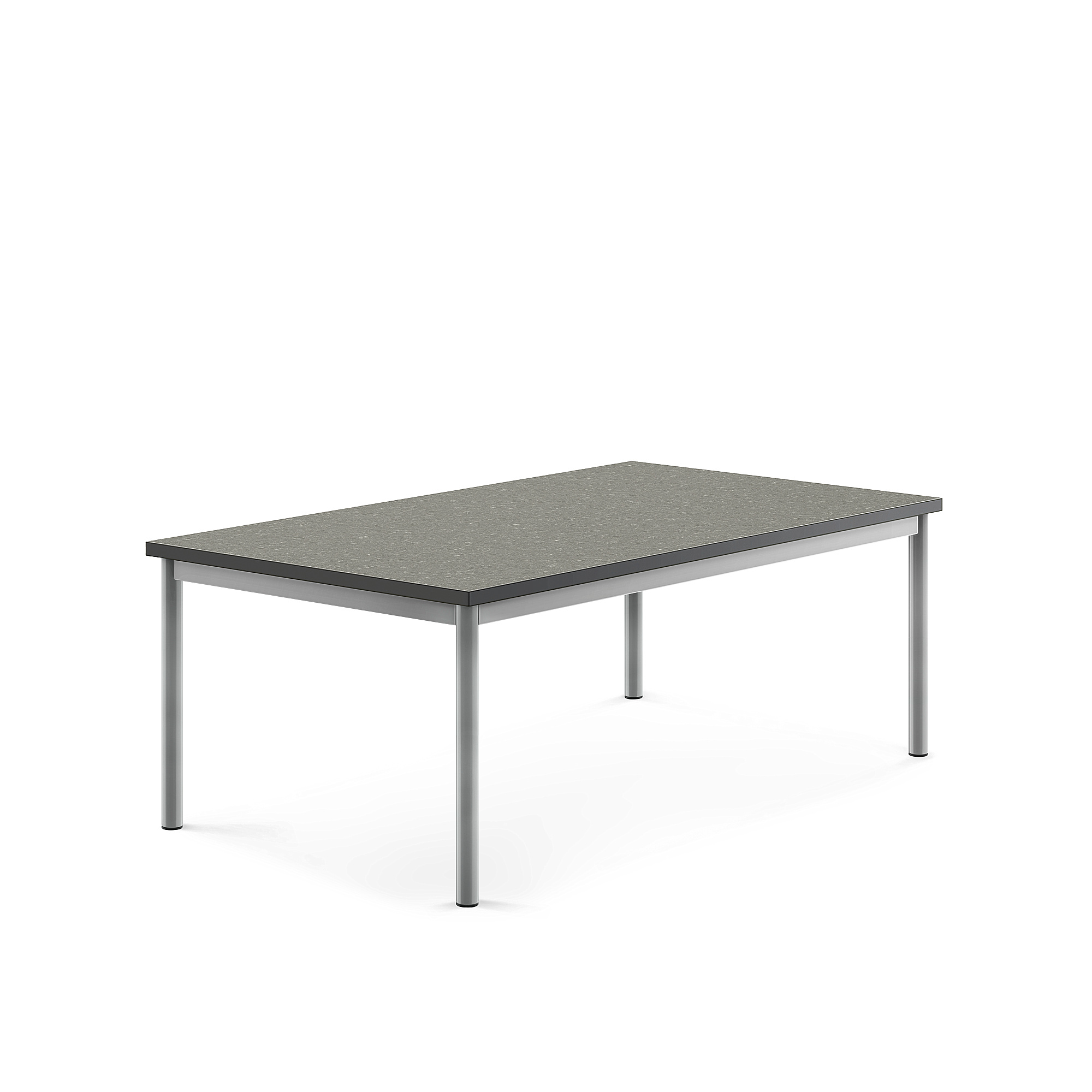 Levně Stůl SONITUS, 1400x800x500 mm, stříbrné nohy, deska s linoleem, tmavě šedá