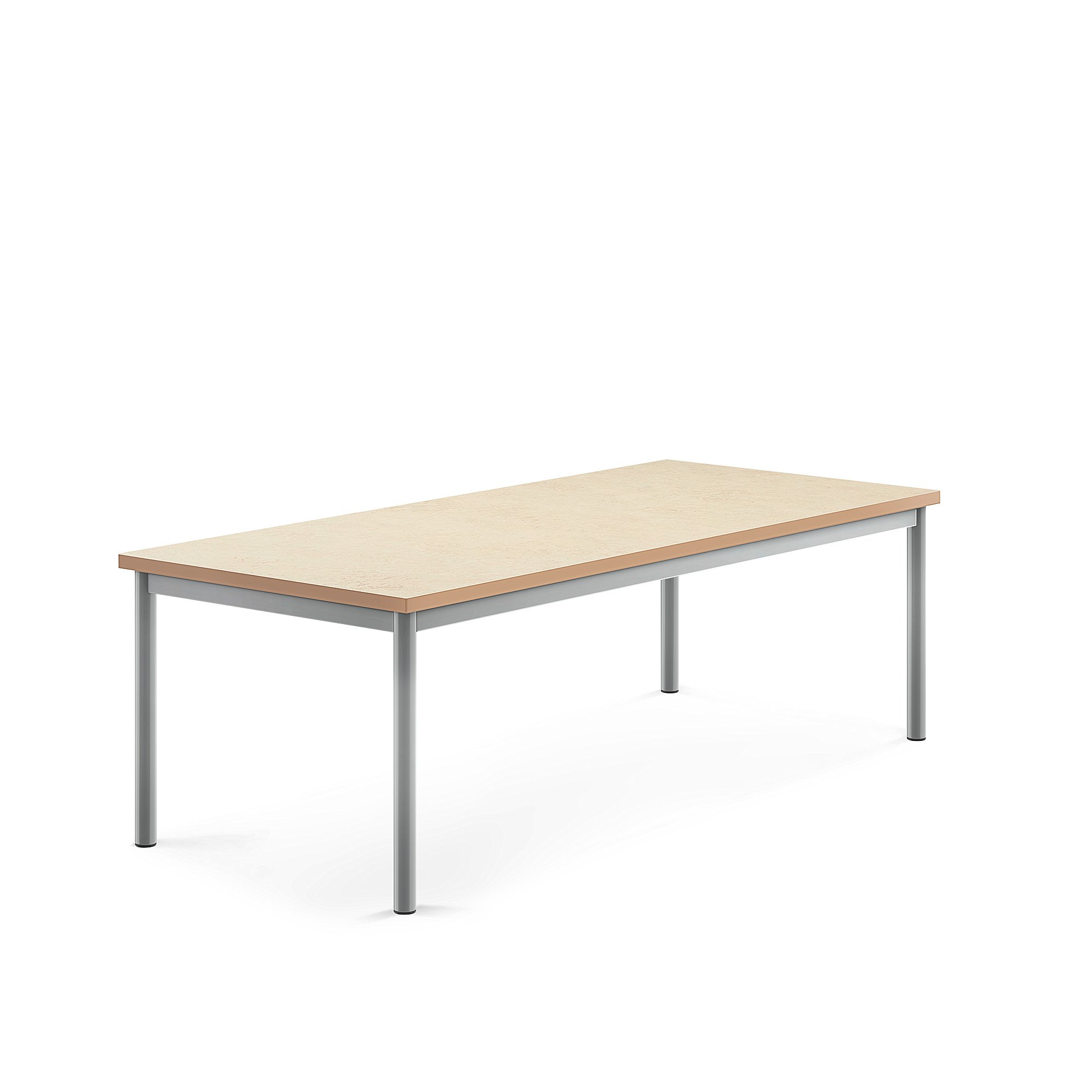 Stůl SONITUS, 1600x700x500 mm, stříbrné nohy, deska s linoleem, béžová