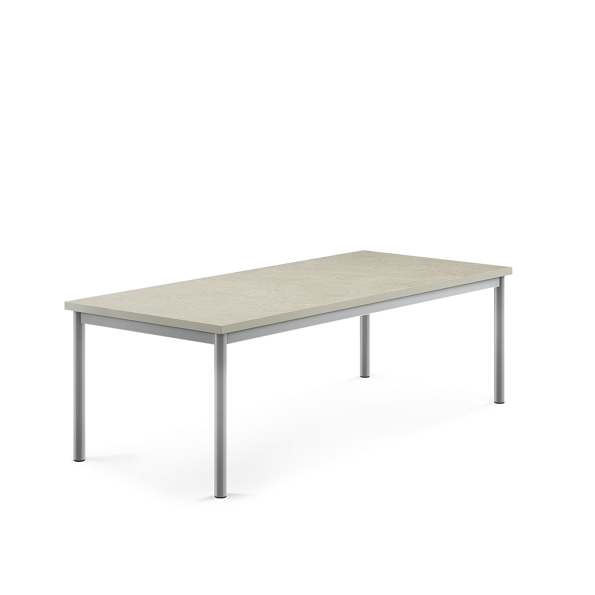Stůl SONITUS, 1600x700x500 mm, stříbrné nohy, deska s linoleem, šedá