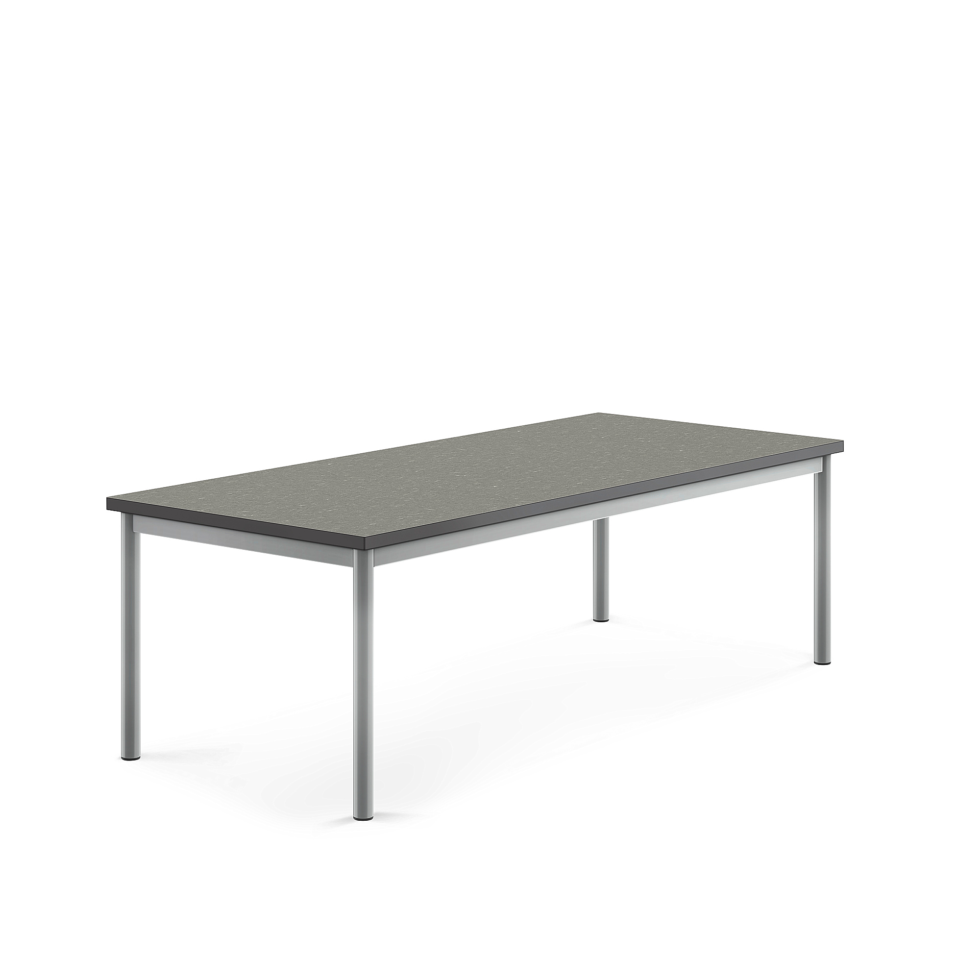 Stůl SONITUS, 1600x700x500 mm, stříbrné nohy, deska s linoleem, tmavě šedá