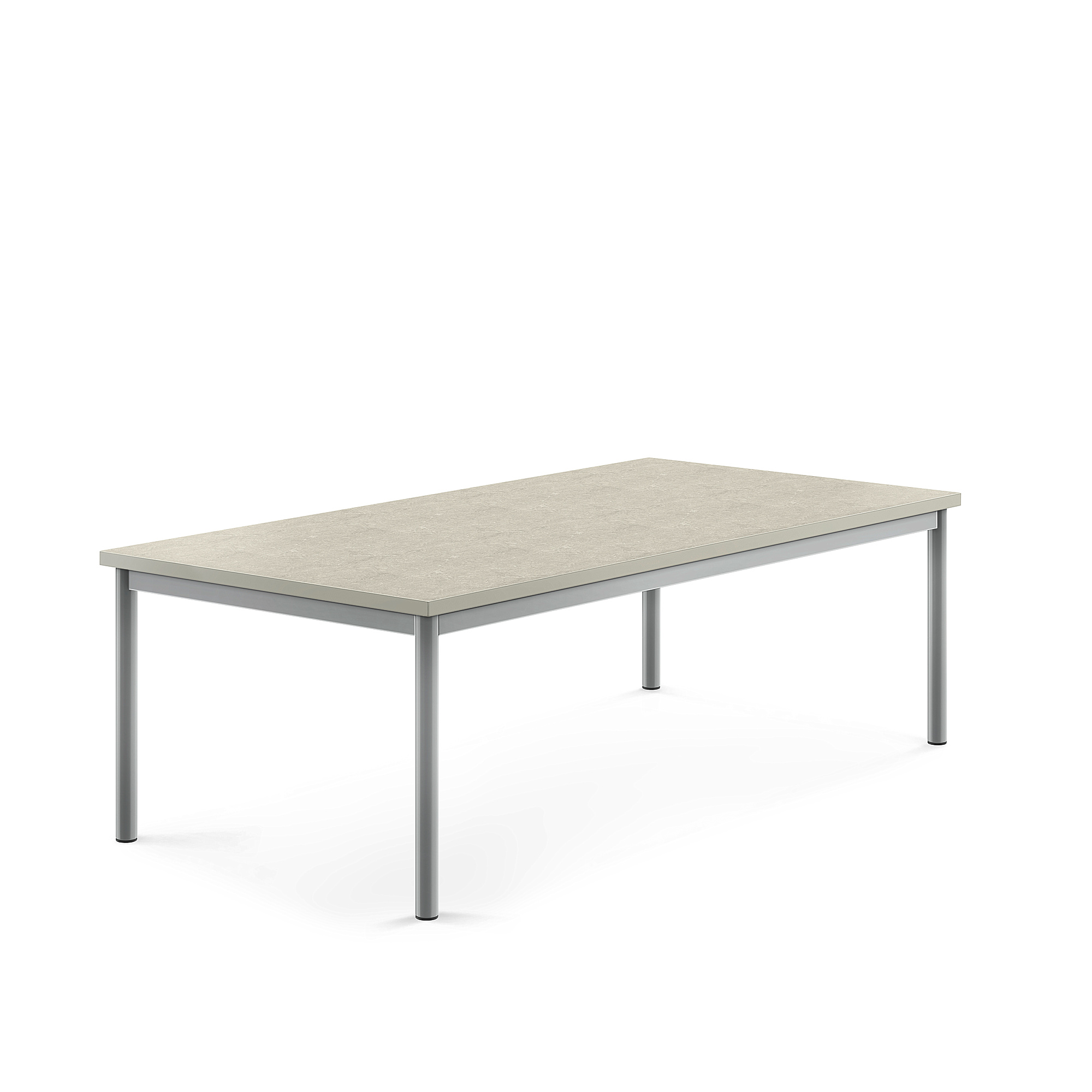 Stůl SONITUS, 1600x800x500 mm, stříbrné nohy, deska s linoleem, šedá