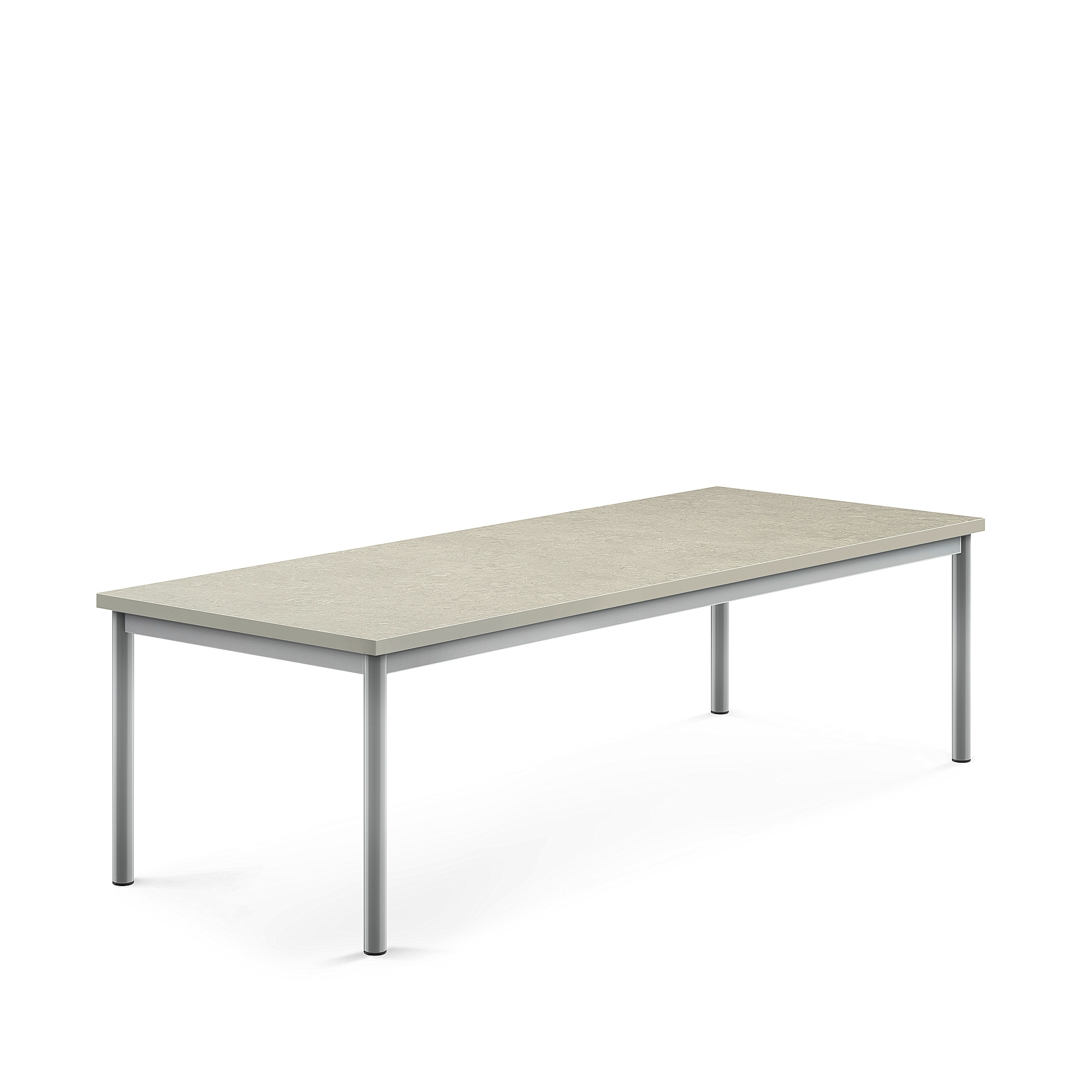 Stůl SONITUS, 1800x700x500 mm, stříbrné nohy, deska s linoleem, šedá