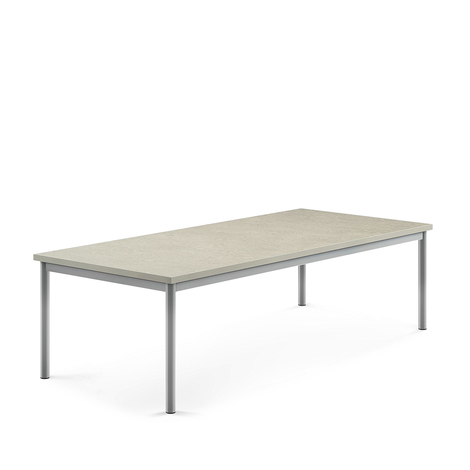Stůl SONITUS, 1800x800x500 mm, stříbrné nohy, deska s linoleem, šedá