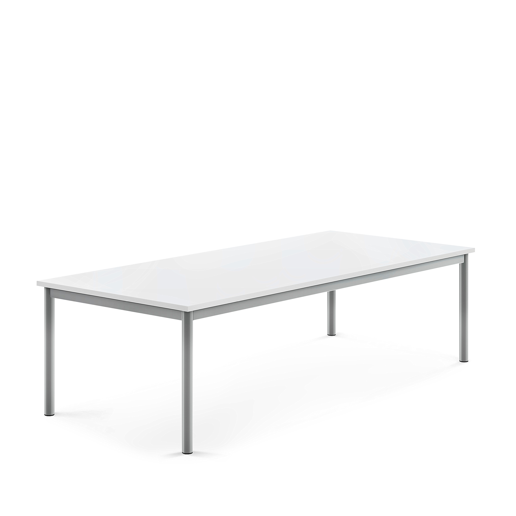Levně Stůl BORÅS, 1800x800x500 mm, stříbrné nohy, HPL deska, bílá