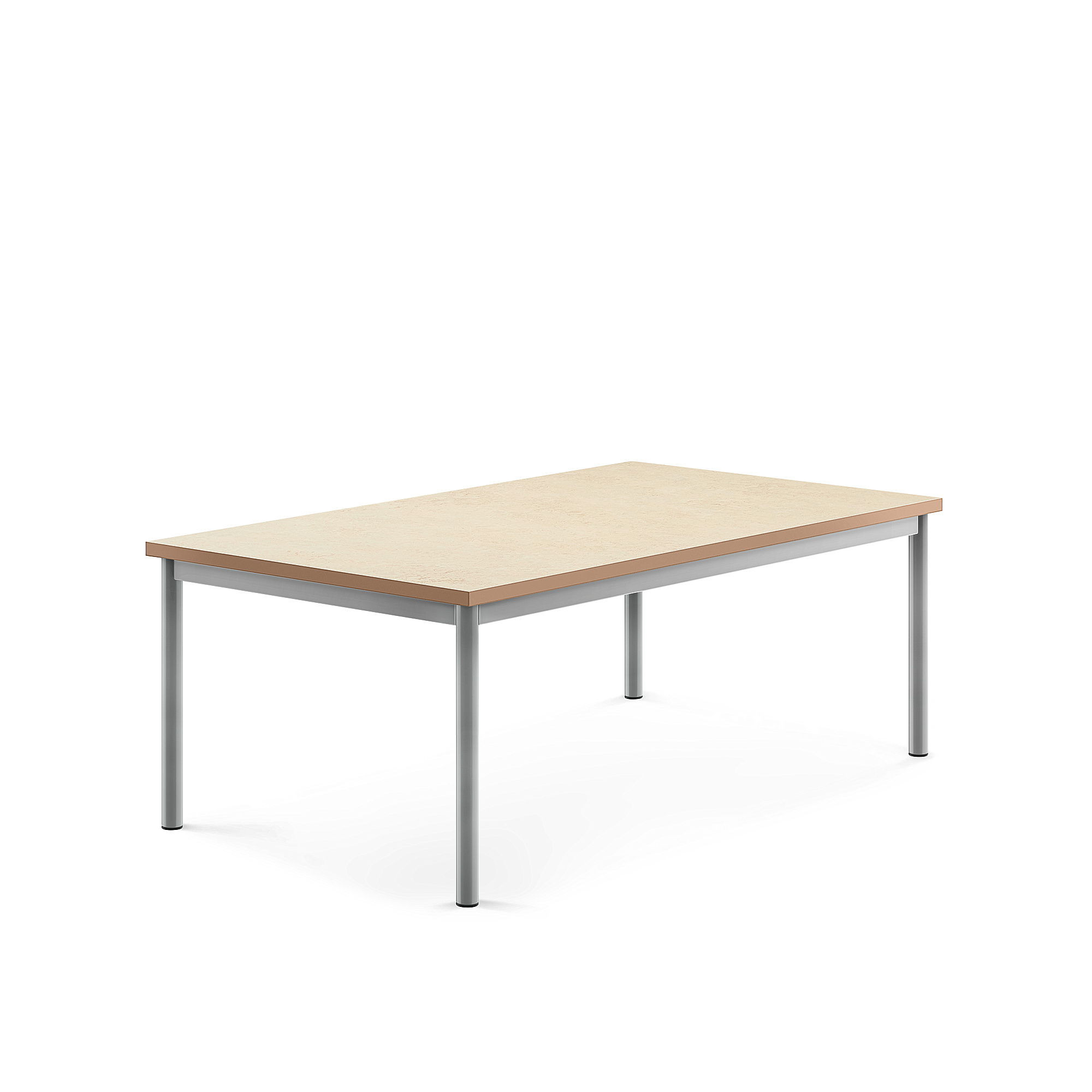 Stůl SONITUS, 1400x800x500 mm, stříbrné nohy, deska s linoleem, béžová