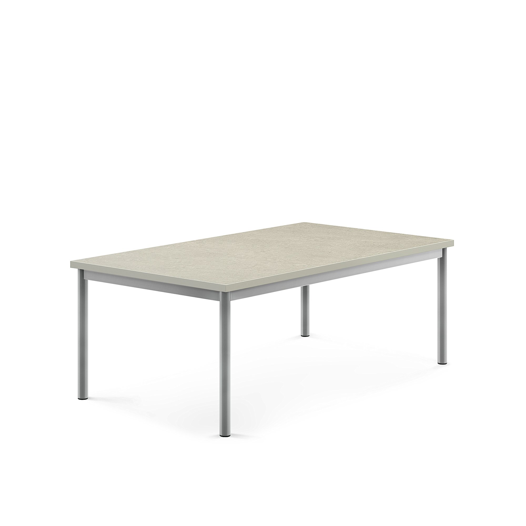 Levně Stůl SONITUS, 1400x800x500 mm, stříbrné nohy, deska s linoleem, šedá