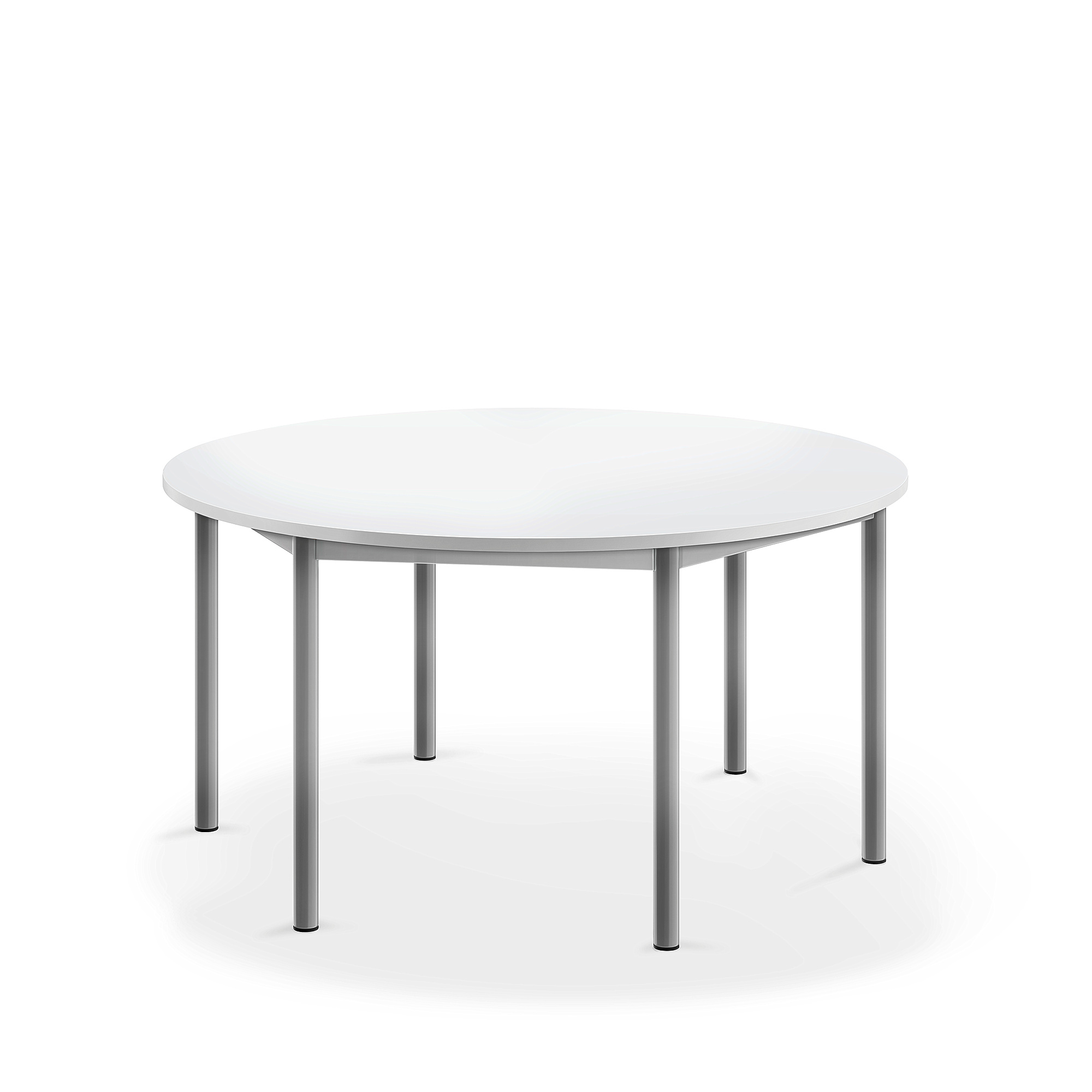 Stůl BORÅS, Ø1200x600 mm, stříbrné nohy, HPL deska, bílá