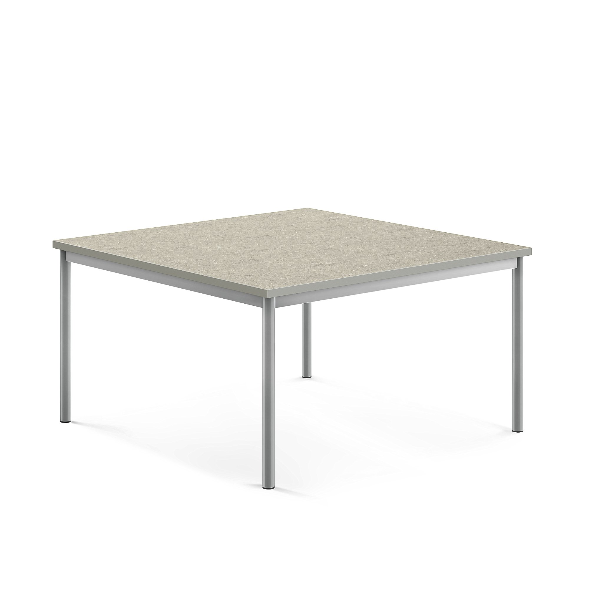 Stůl SONITUS, 1200x1200x600 mm, stříbrné nohy, deska s linoleem, šedá