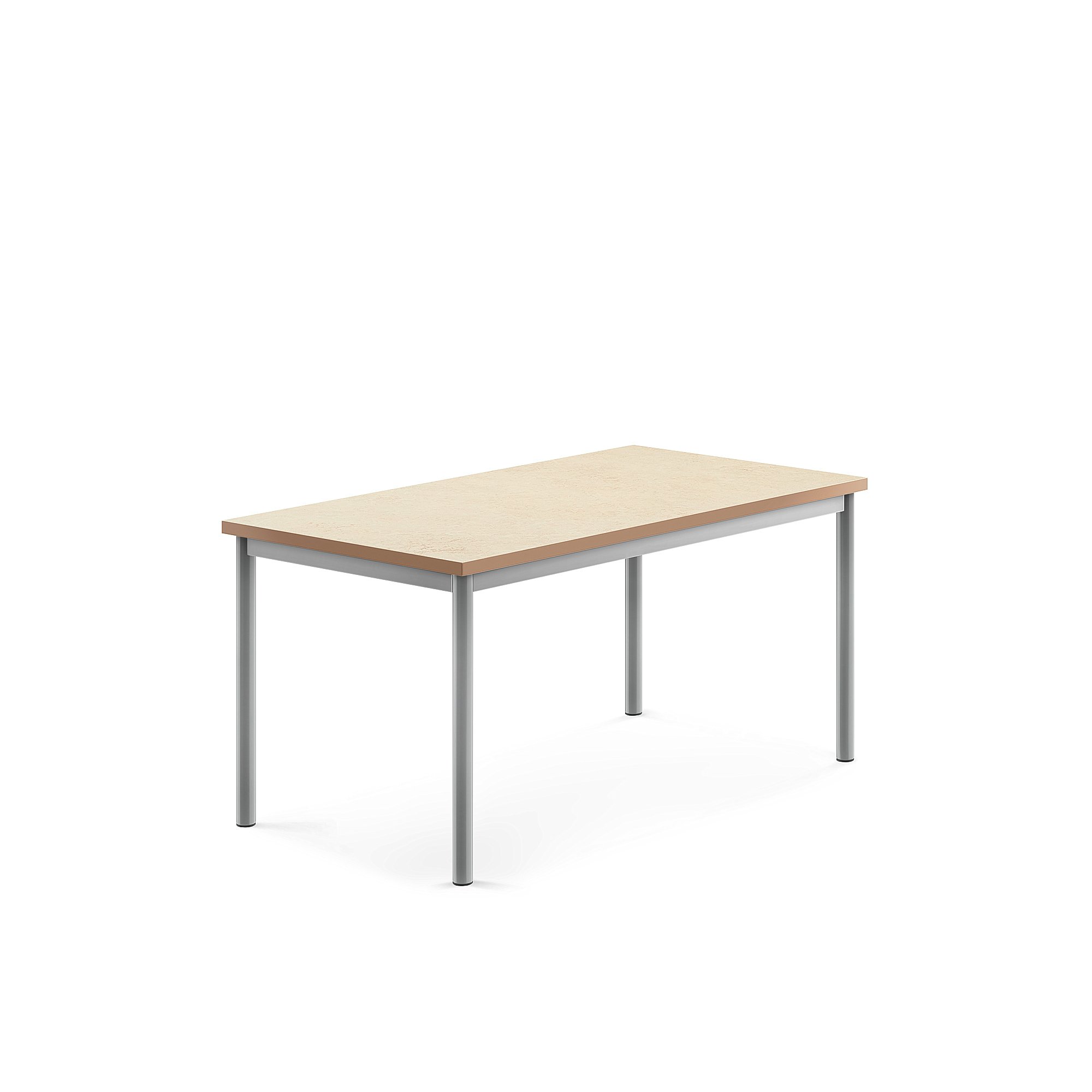 Levně Stůl SONITUS, 1200x700x600 mm, stříbrné nohy, deska s linoleem, béžová