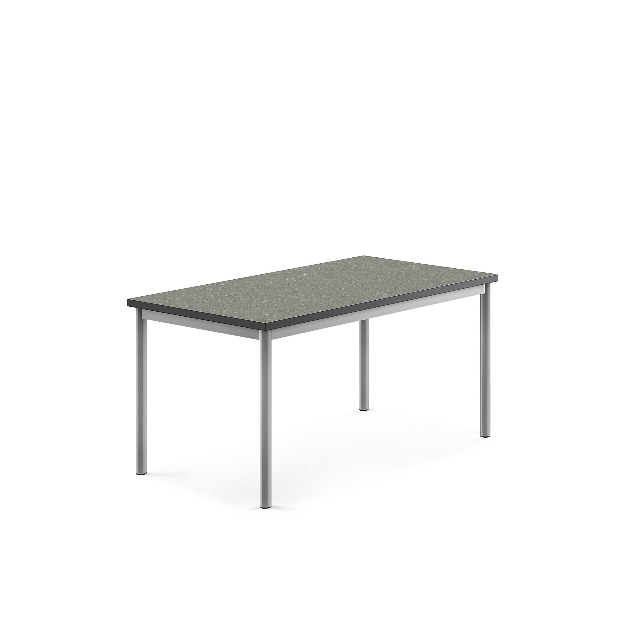 Stůl SONITUS, 1200x700x600 mm, stříbrné nohy, deska s linoleem, tmavě šedá