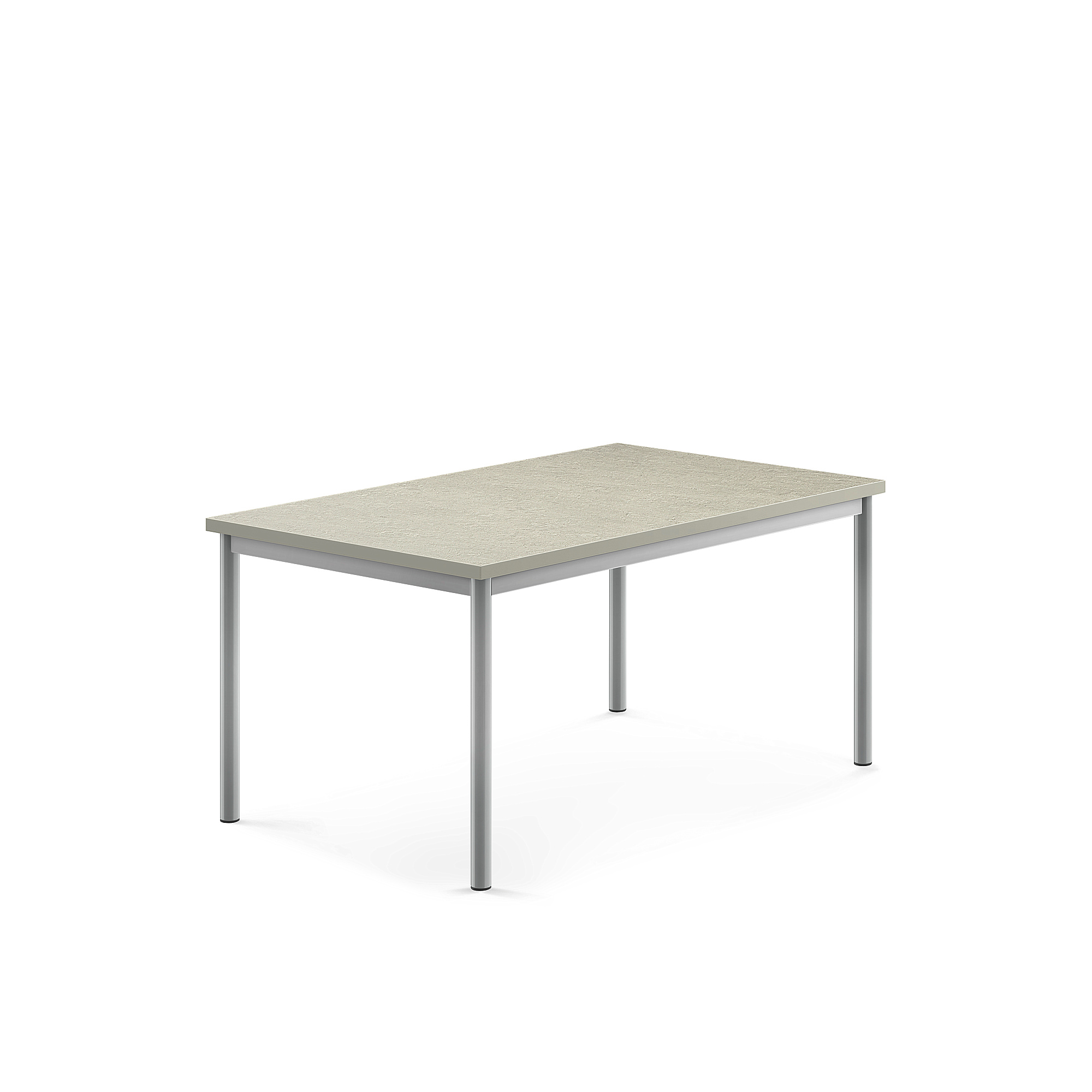 Levně Stůl SONITUS, 1200x800x600 mm, stříbrné nohy, deska s linoleem, šedá