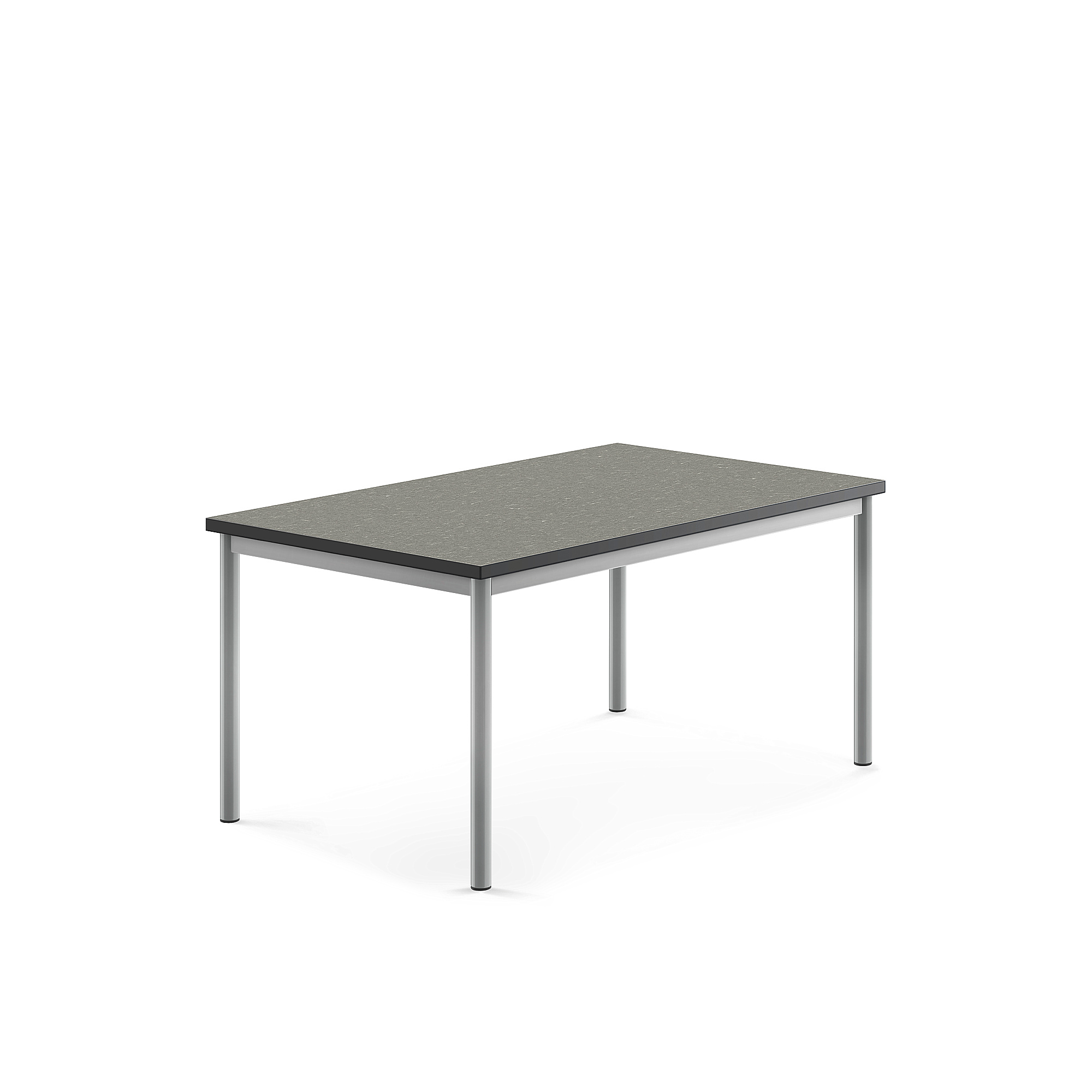 Stůl SONITUS, 1200x800x600 mm, stříbrné nohy, deska s linoleem, tmavě šedá