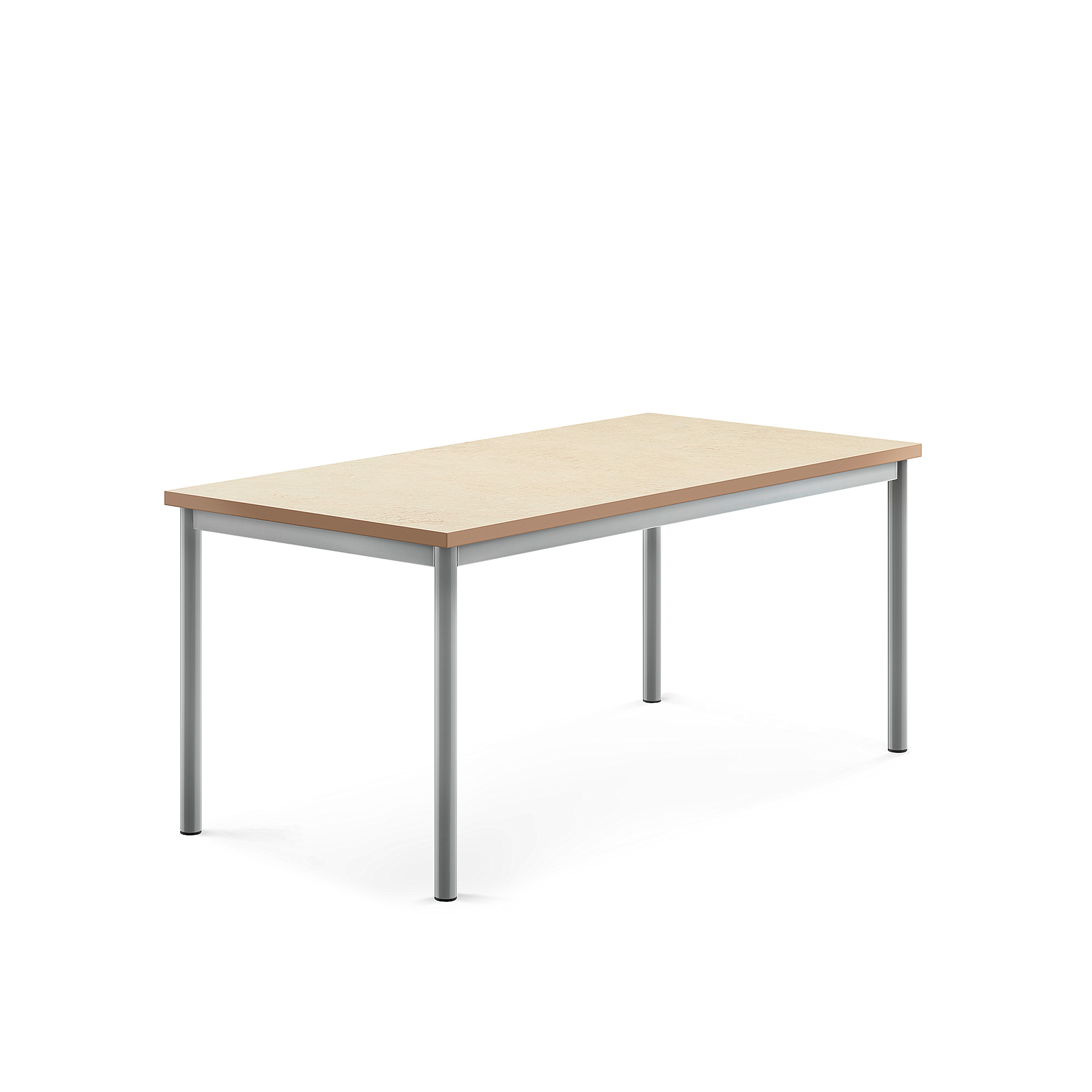Stůl SONITUS, 1400x700x600 mm, stříbrné nohy, deska s linoleem, béžová