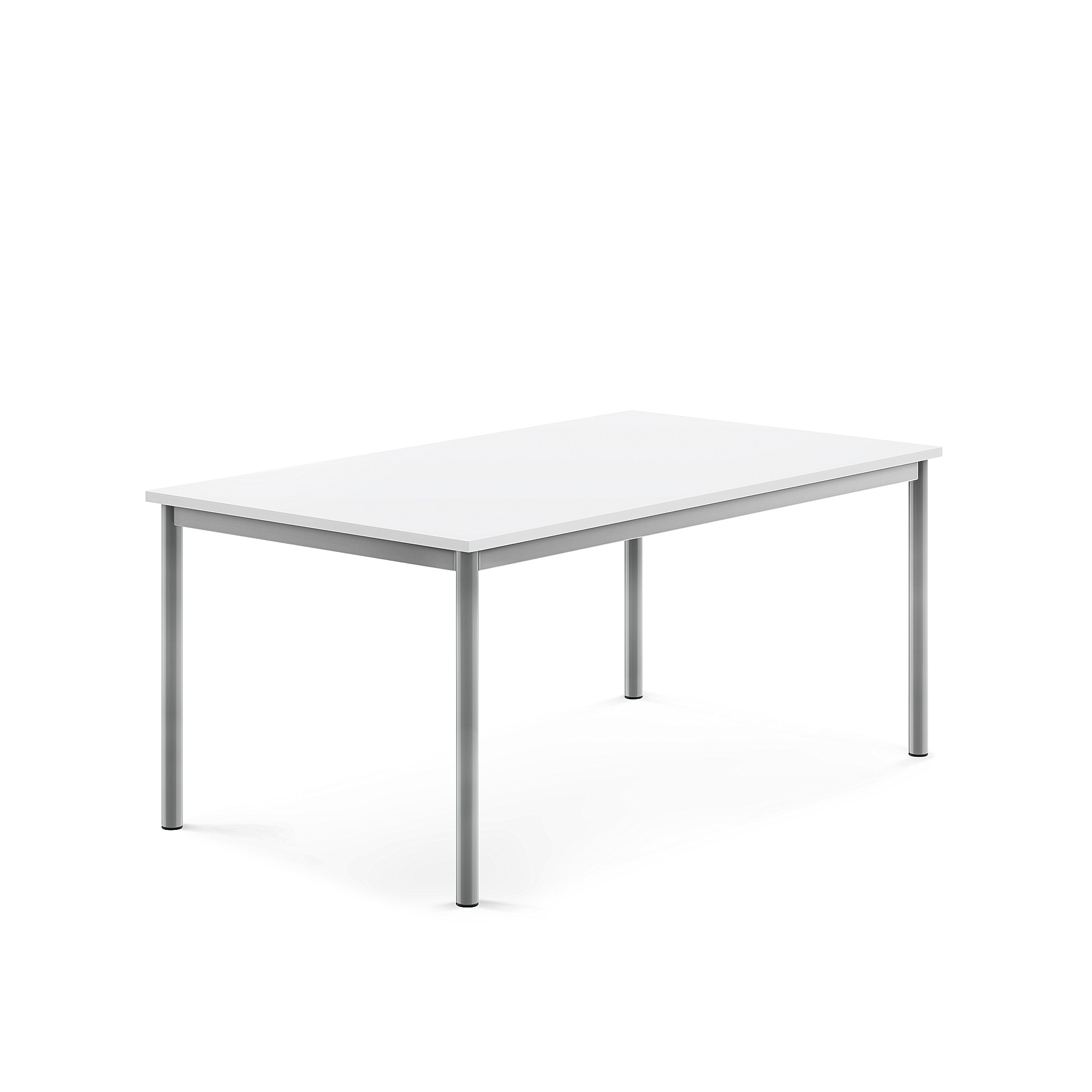Stůl BORÅS, 1400x800x600 mm, stříbrné nohy, HPL deska, bílá