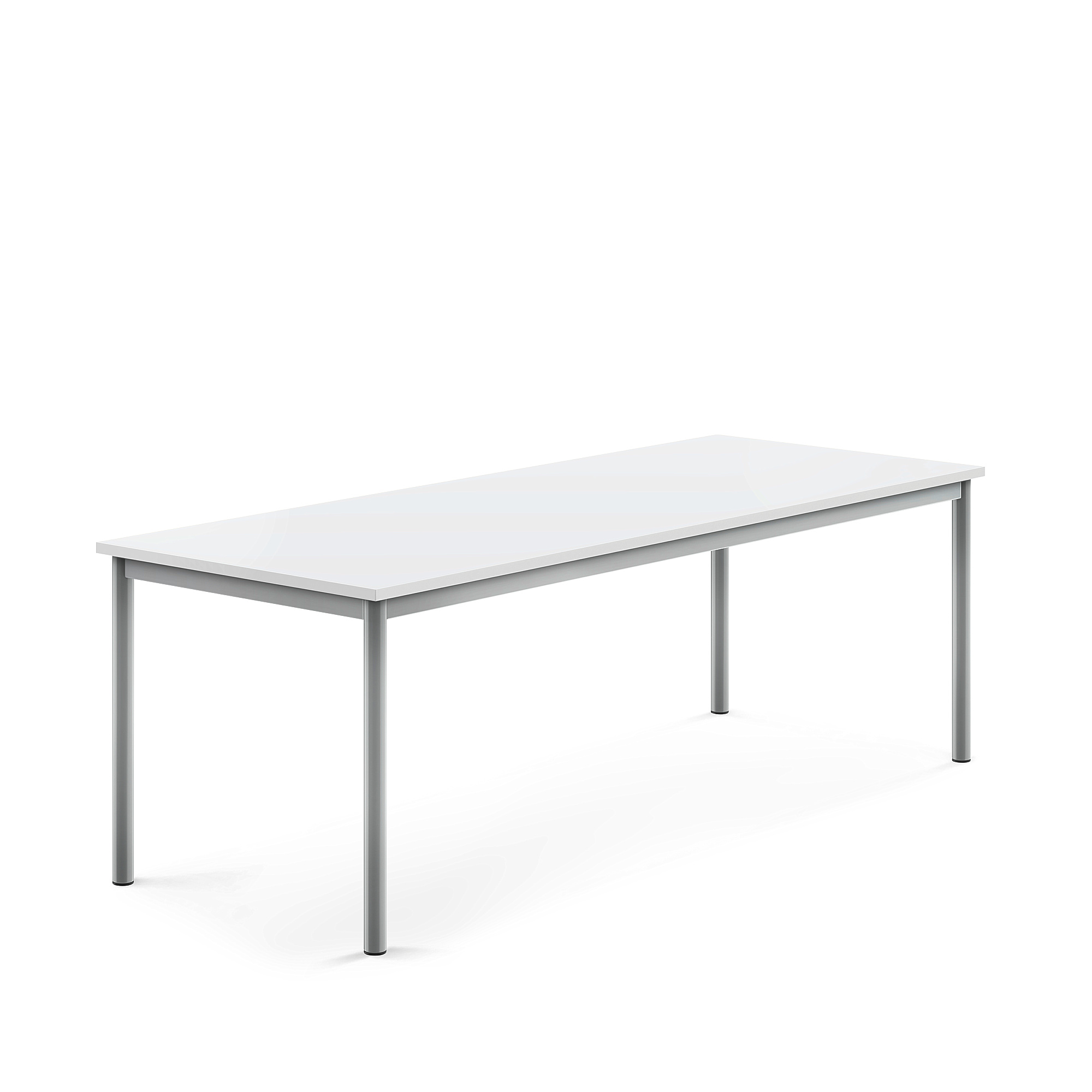 Stůl BORÅS, 1800x700x600 mm, stříbrné nohy, HPL deska, bílá