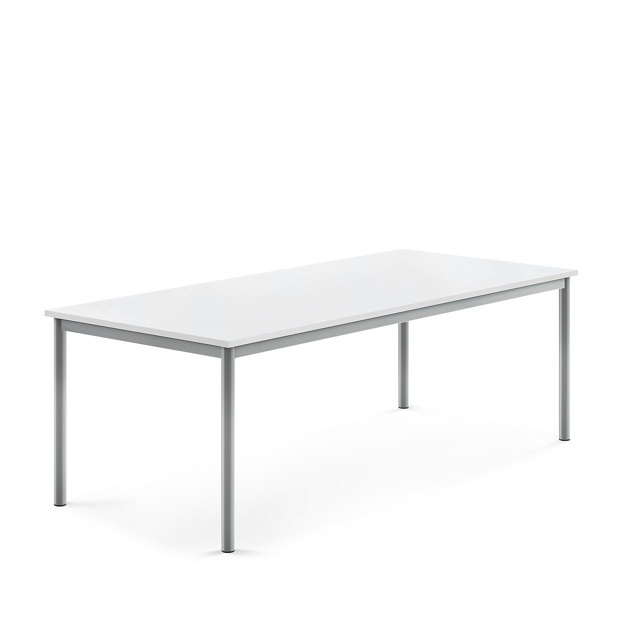Stůl BORÅS, 1800x800x600 mm, stříbrné nohy, HPL deska, bílá
