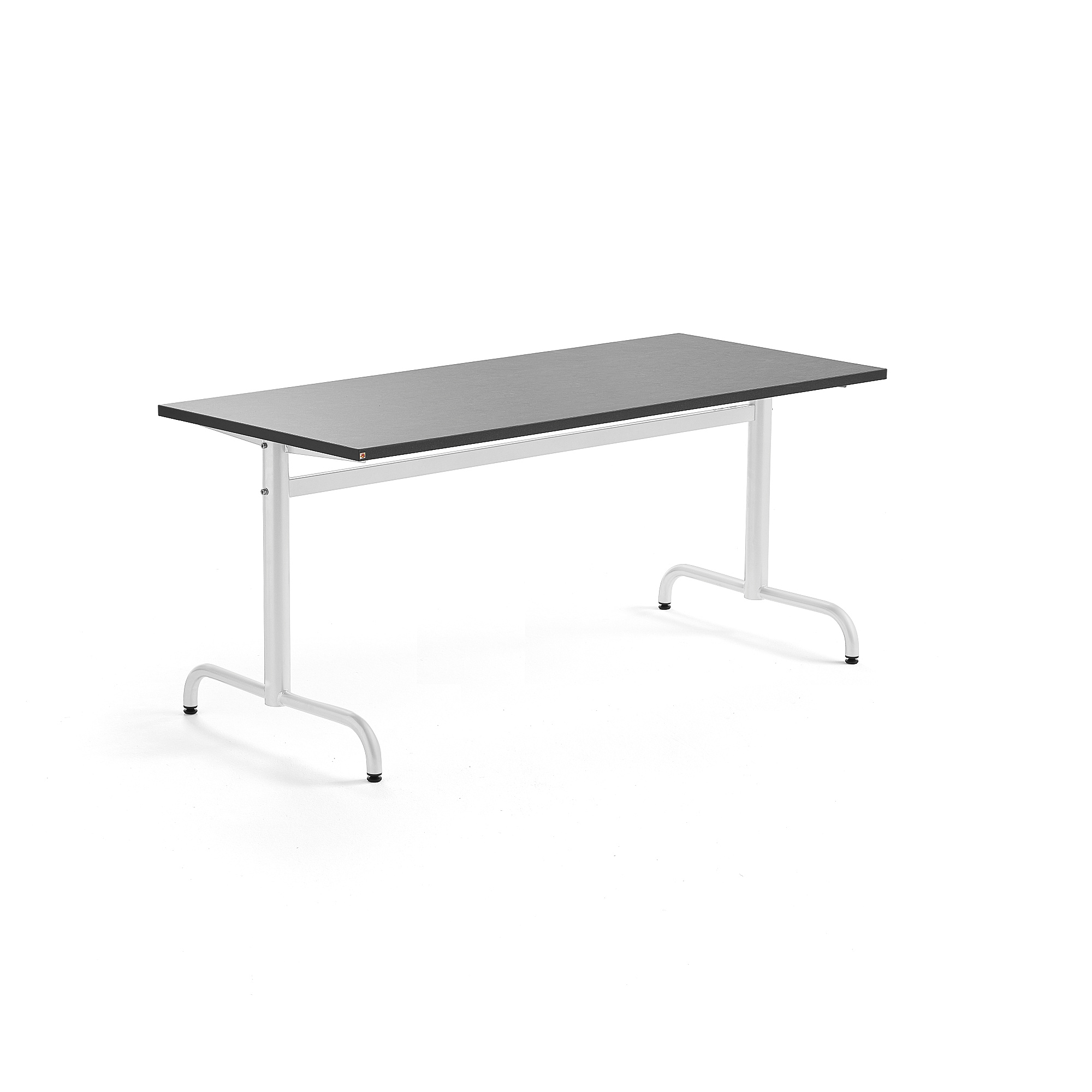 E-shop Stôl PLURAL, 1600x700x720 mm, linoleum - tmavošedá, biela