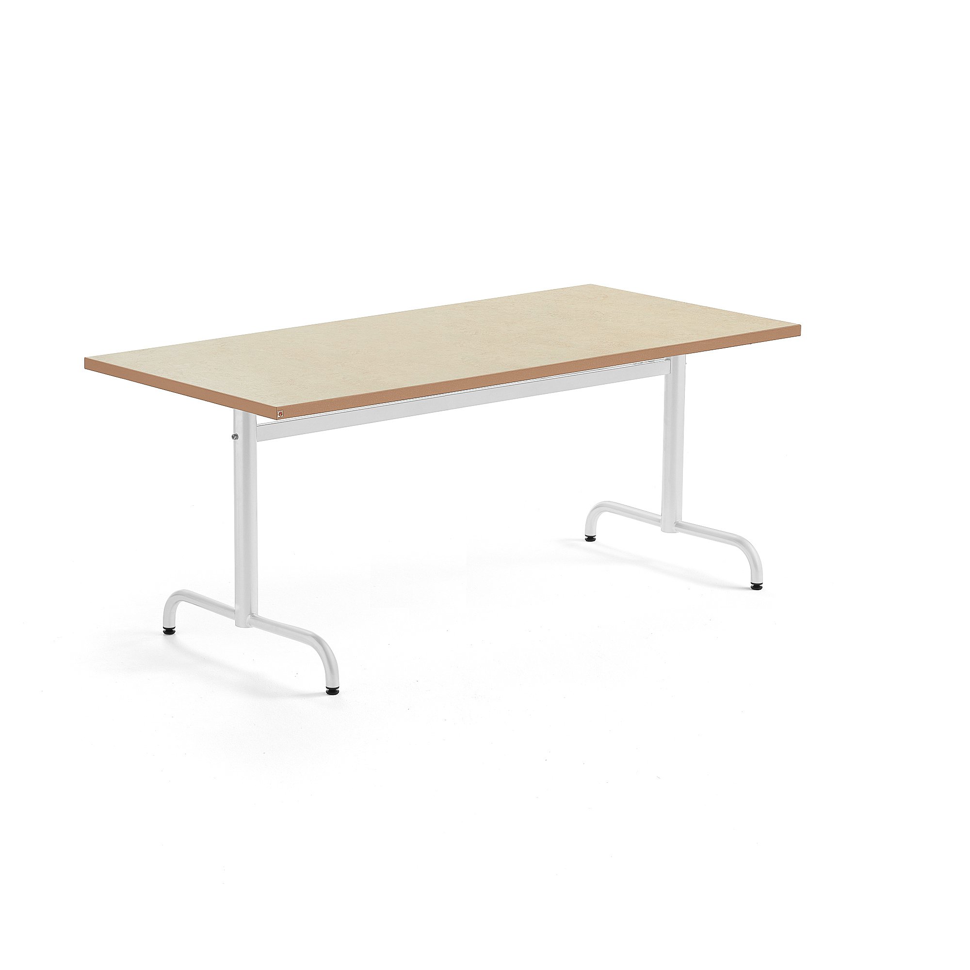 E-shop Stôl PLURAL, 1600x800x720 mm, linoleum - béžová, biela