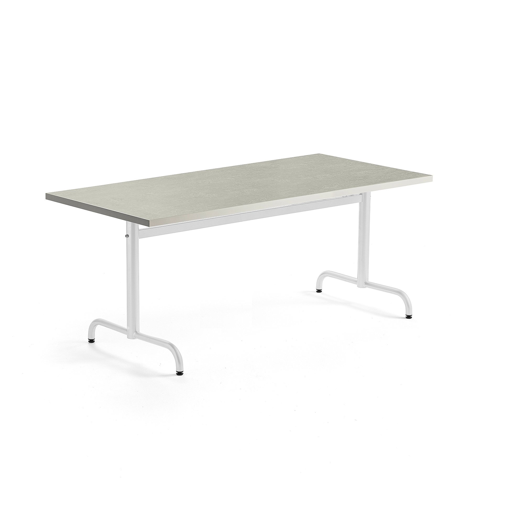 E-shop Stôl PLURAL, 1600x800x720 mm, linoleum - šedá, biela