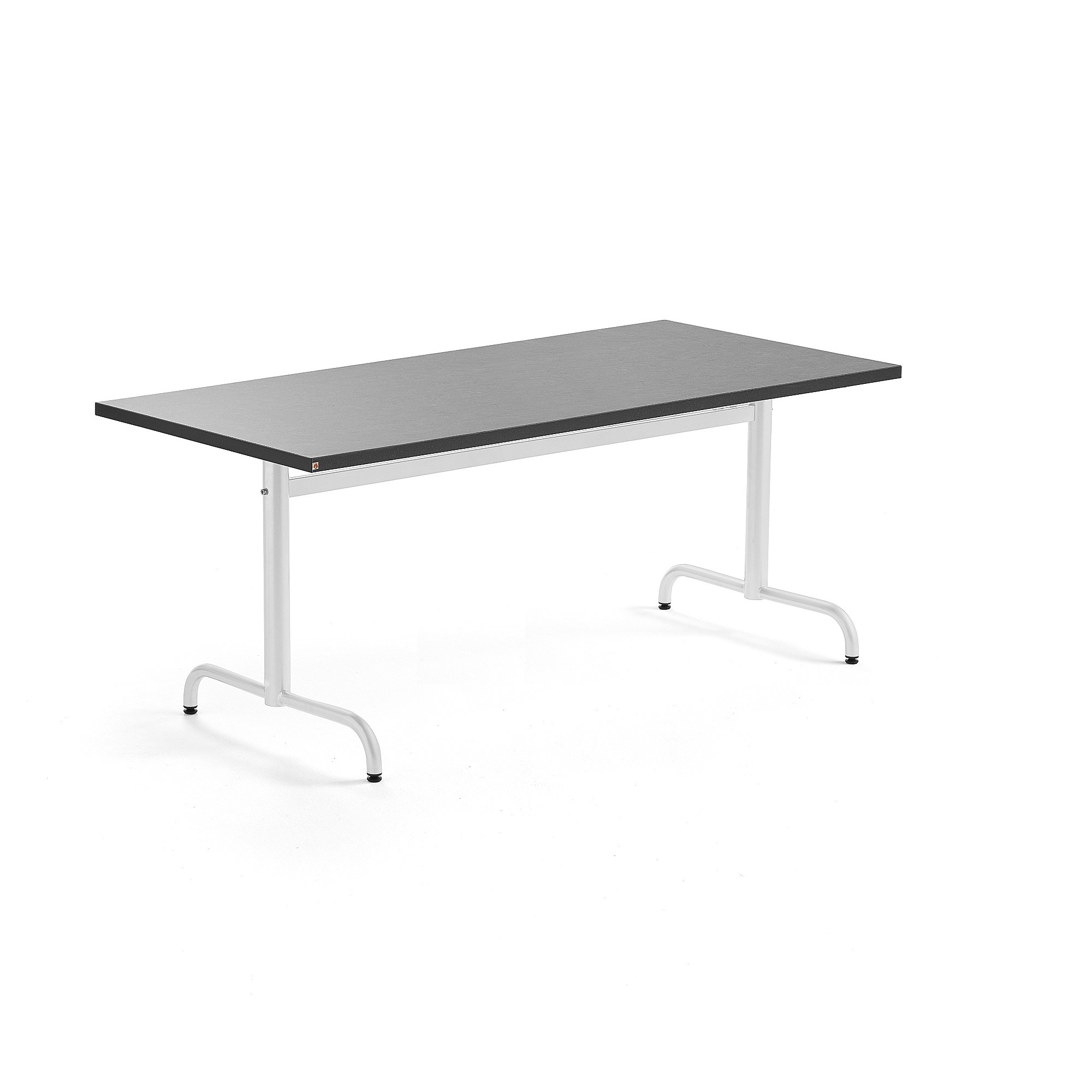 E-shop Stôl PLURAL, 1600x800x720 mm, linoleum - tmavošedá, biela