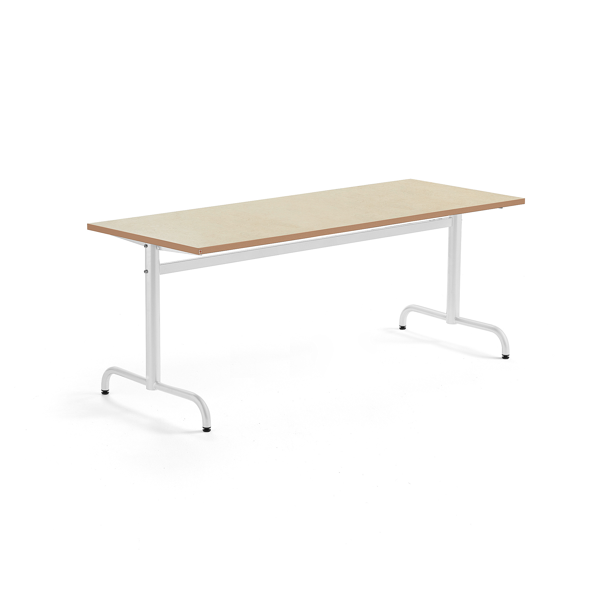 E-shop Stôl PLURAL, 1800x700x720 mm, linoleum - béžová, biela