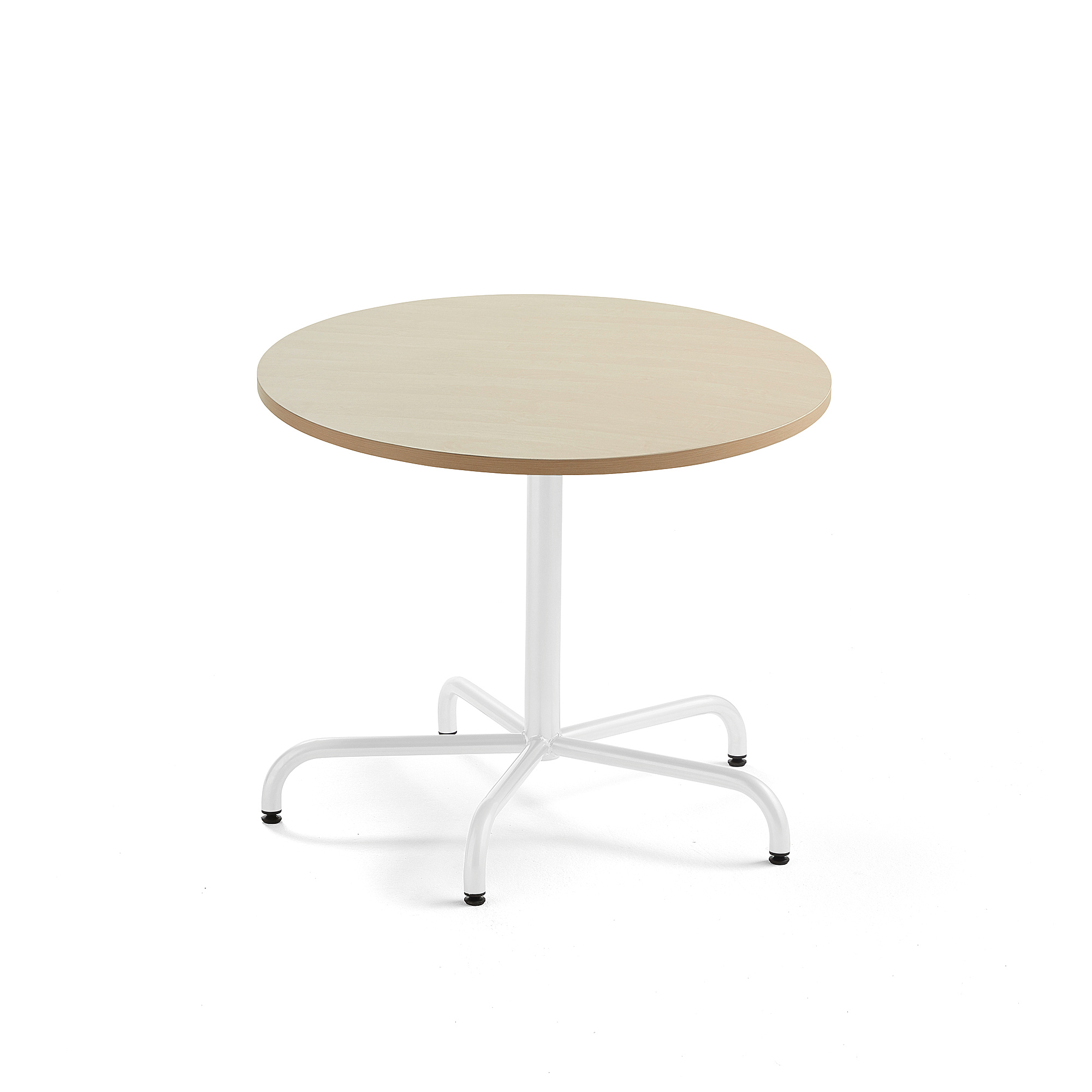 Stůl PLURAL, Ø900x720 mm, akustická HPL deska, bříza, bílá