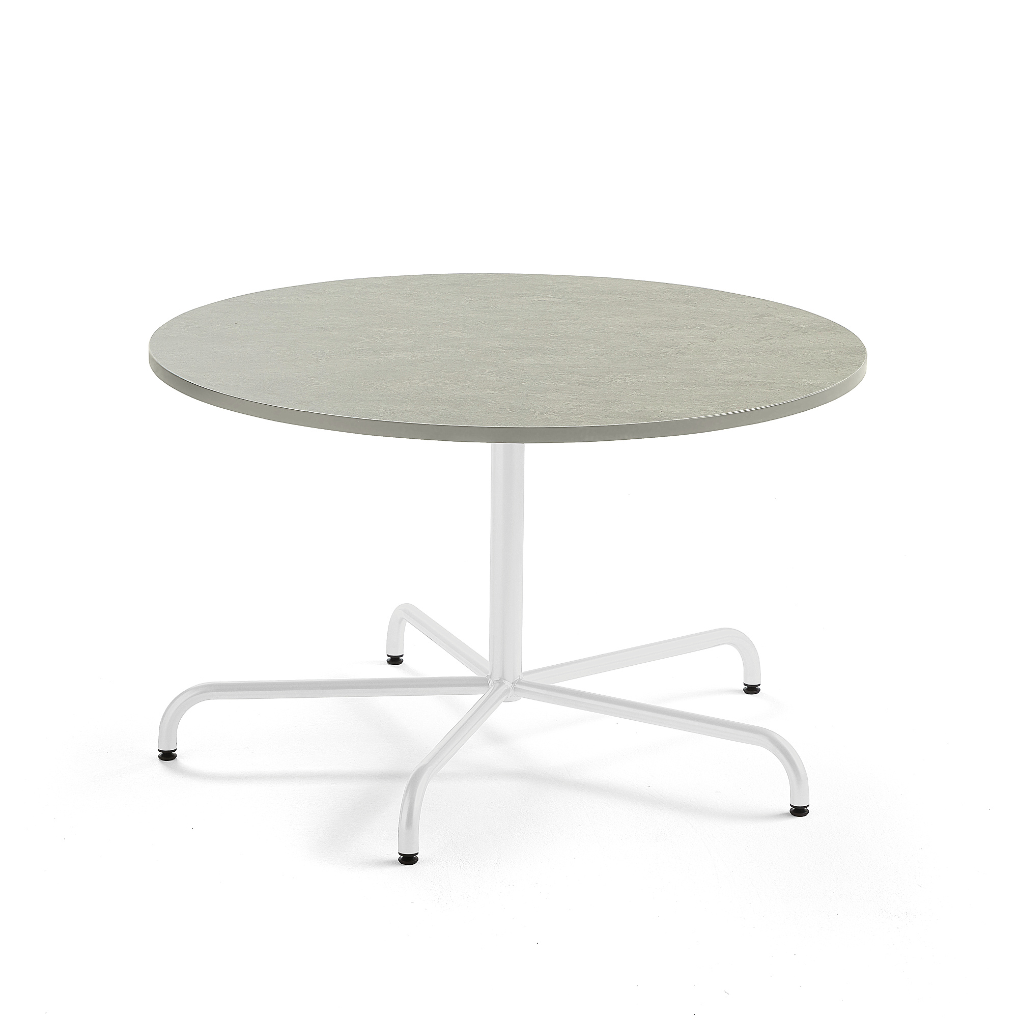 Levně Stůl PLURAL, Ø1200x720 mm, linoleum, šedá, bílá