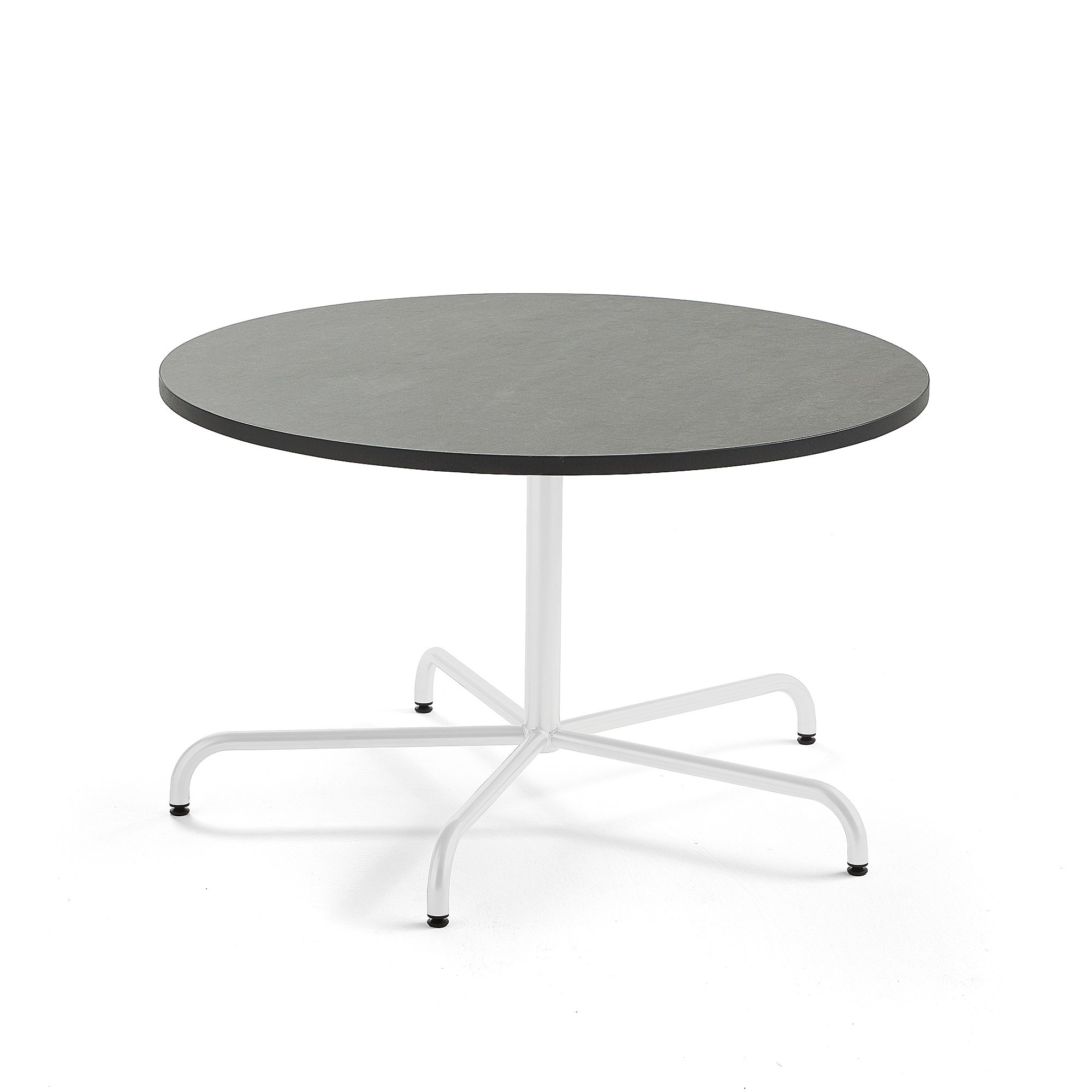 Stůl PLURAL, Ø1200x720 mm, linoleum, tmavě šedá, bílá