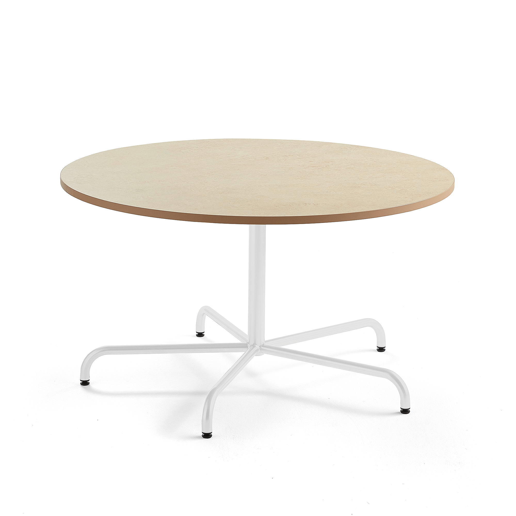 Stůl PLURAL, Ø1300x720 mm, linoleum, béžová, bílá