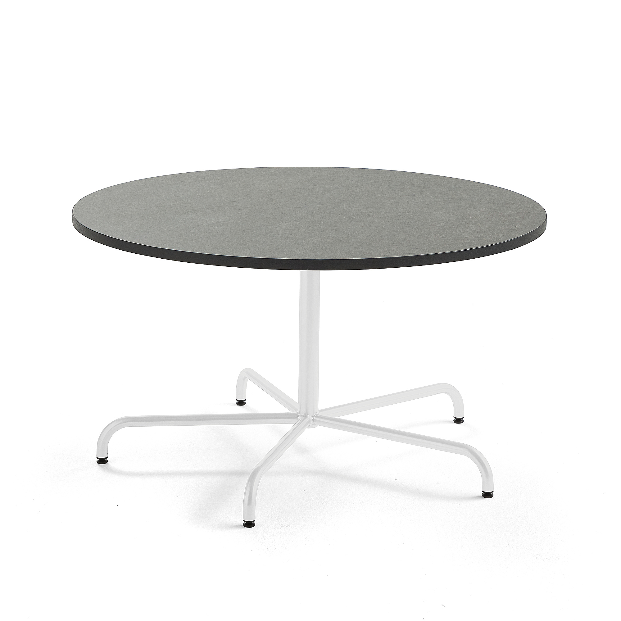 Stůl PLURAL, Ø1300x720 mm, linoleum, tmavě šedá, bílá