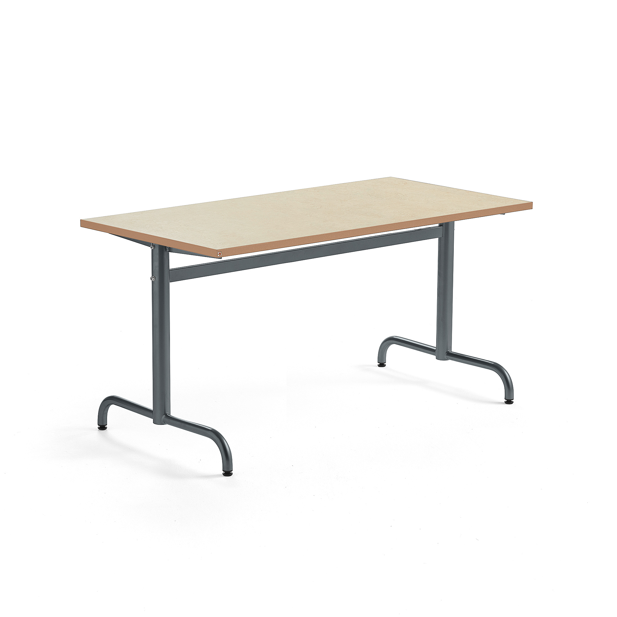 Stůl PLURAL, 1400x700x720 mm, linoleum, béžová, antracitově šedá