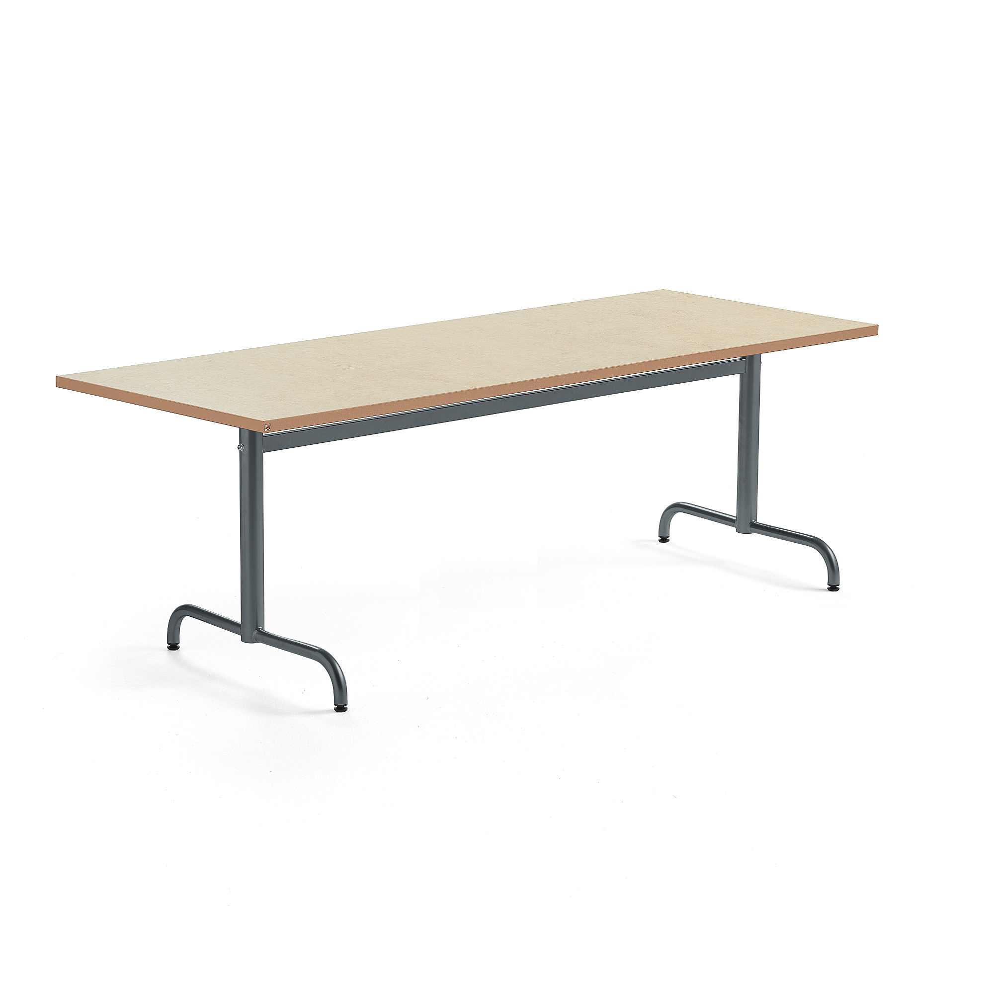 Stůl PLURAL, 1800x800x720 mm, linoleum, béžová, antracitově šedá