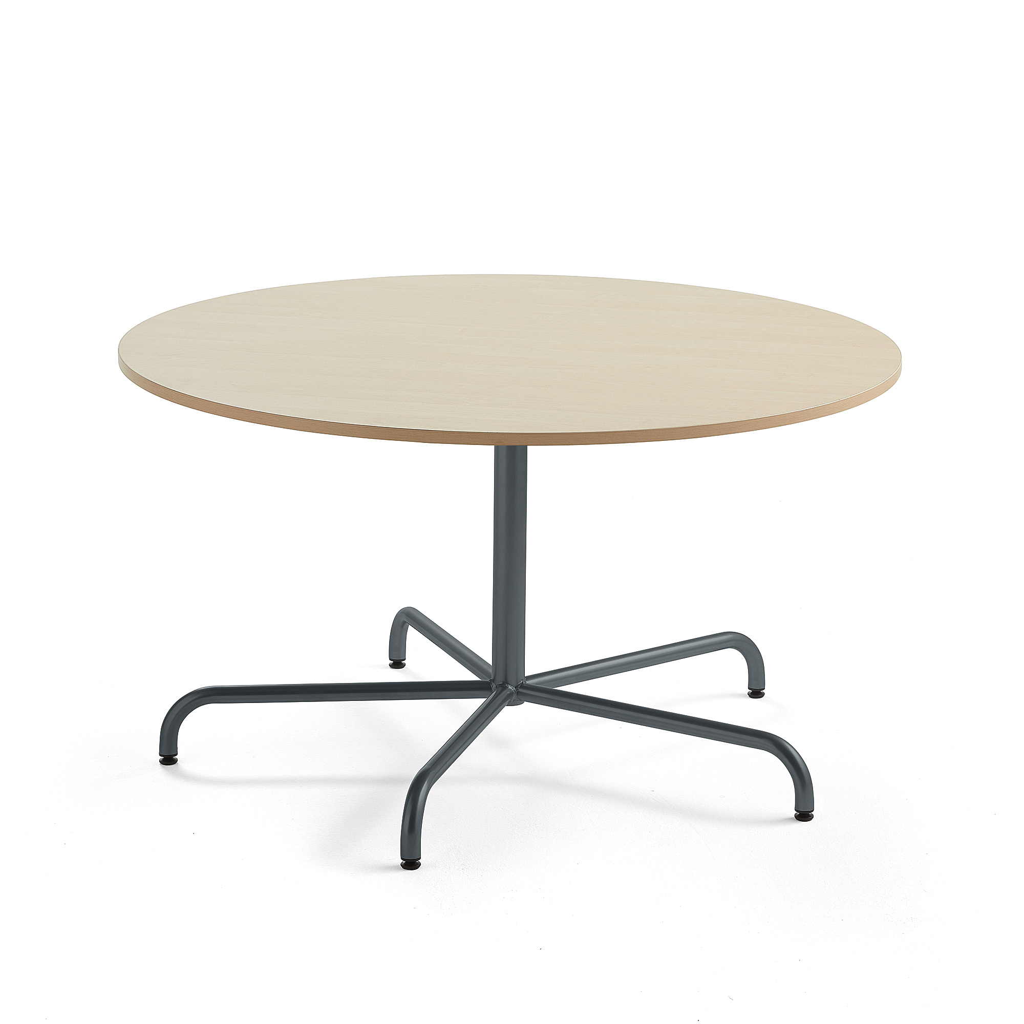 Stůl PLURAL, Ø1300x720 mm, akustická HPL deska, bříza, antracitově šedá