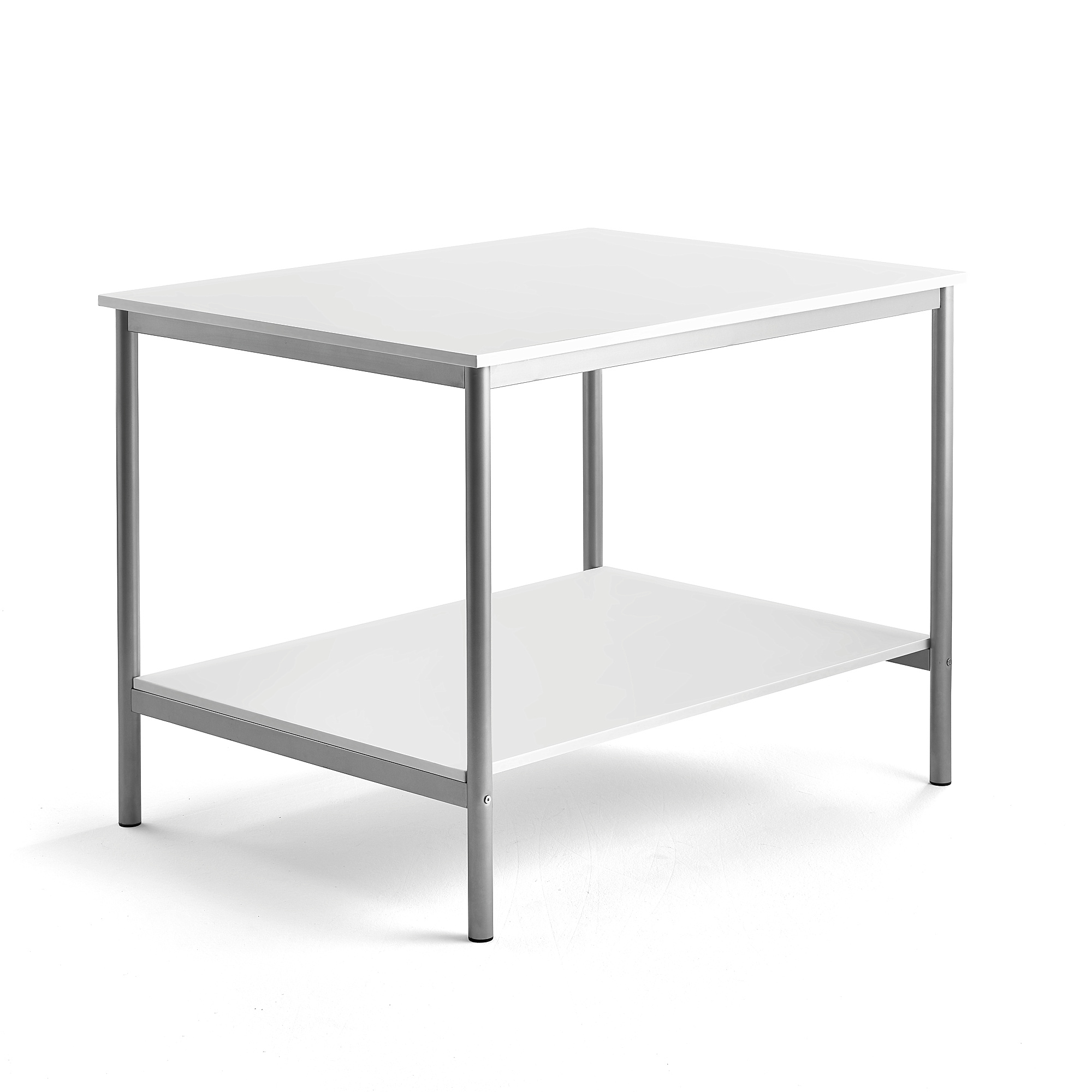 E-shop Pracovný stôl, 1200x900x900 mm, laminát - biela, strieborná