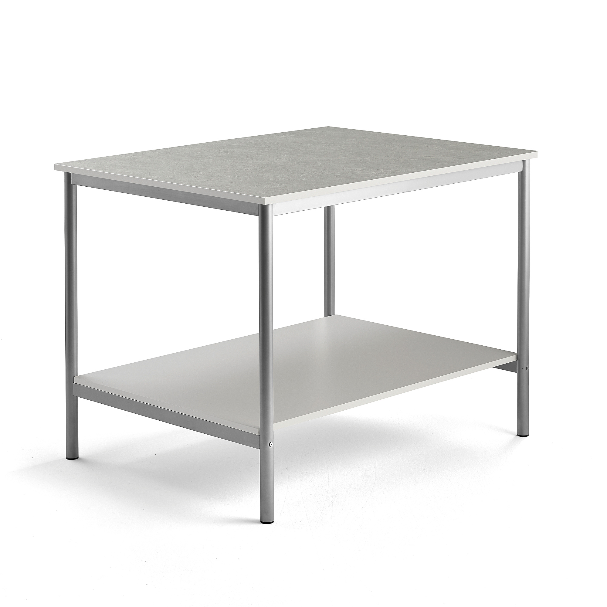E-shop Pracovný stôl, 1200x900x900 mm, linoleum - šedá, strieborná
