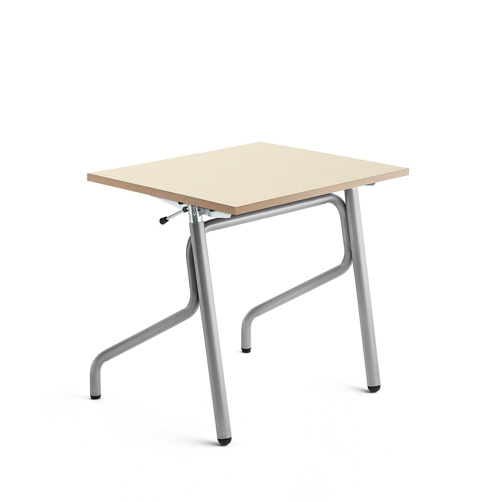 E-shop Nastaviteľná školská lavica ADJUST, 700x600 mm, akustický HPL - breza, strieborná