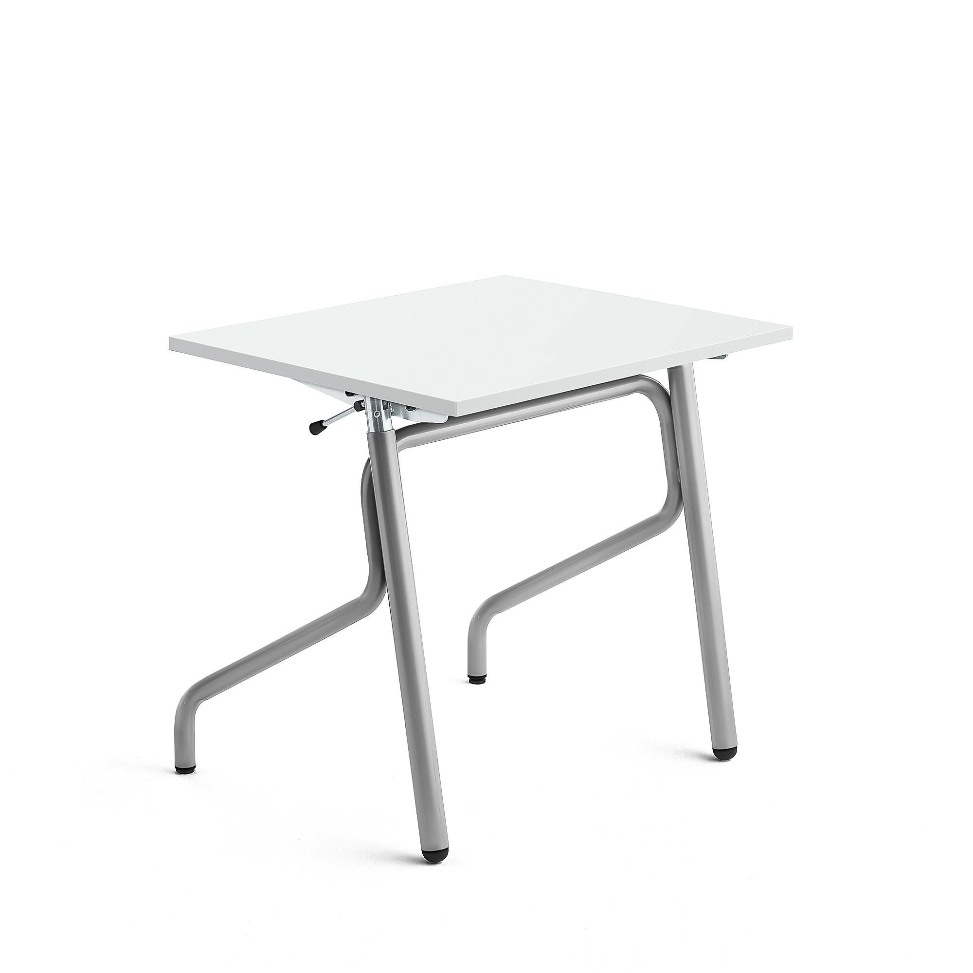 Školní lavice ADJUST, výškově nastavitelná, 700x600 mm, HPL deska tlumící hluk, bílá, stříbrná