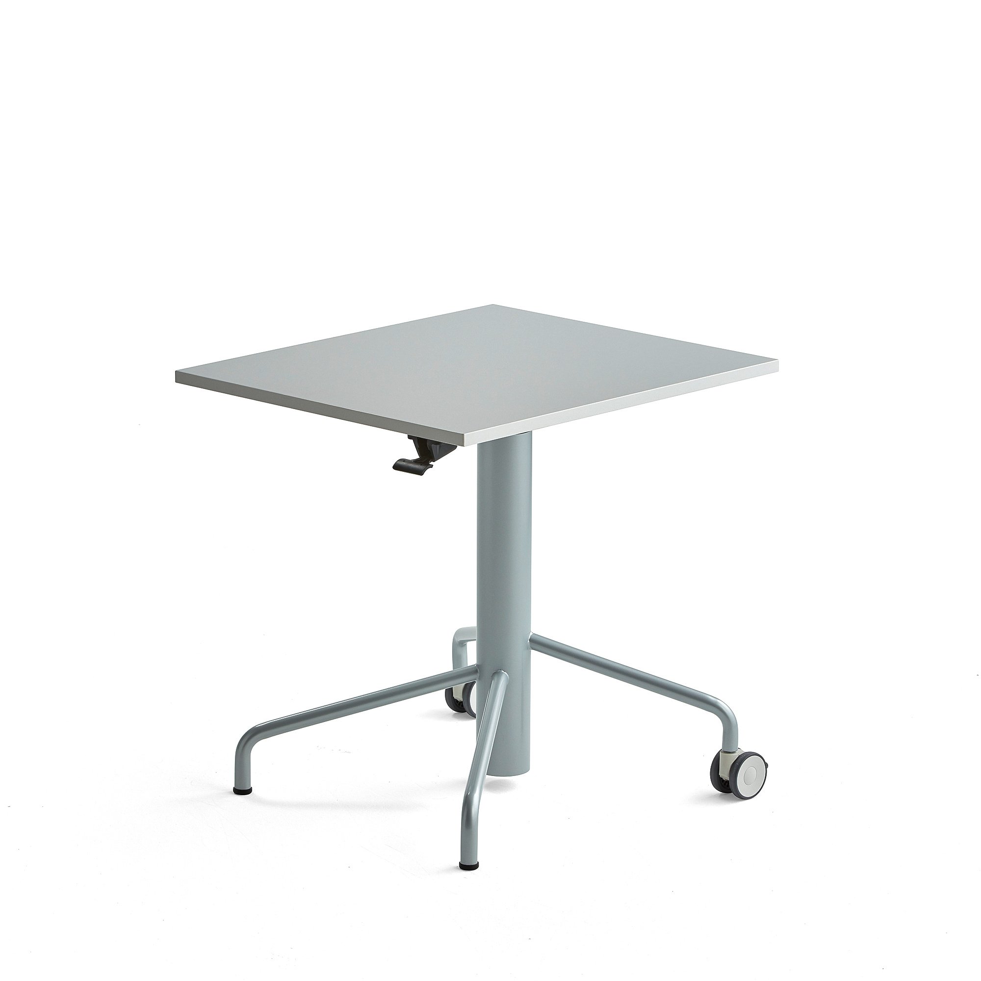 Výškově nastavitelný stůl ARISE, 600x700 mm, šedá podnož, akustické lamino, šedá